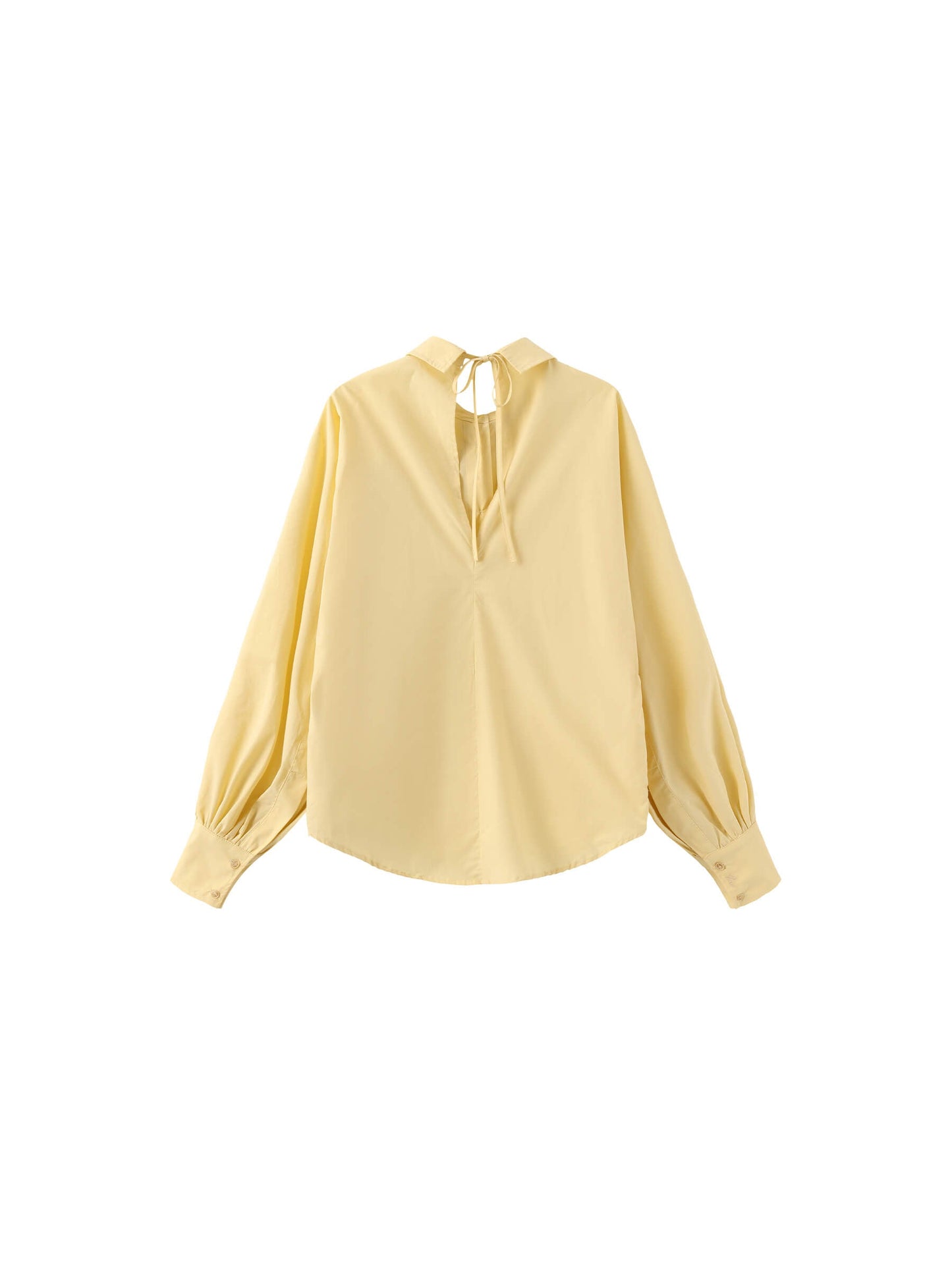 100% Cotton Oversized Balloon Sleeve Backless Tie Shirt