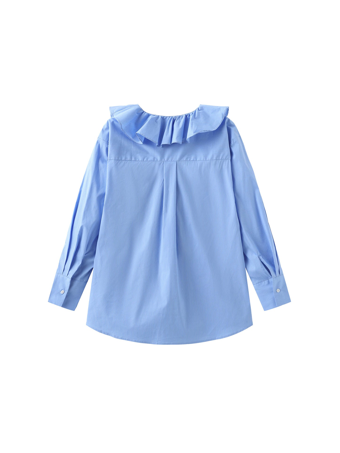 Ruffle Collar Striped Shirt