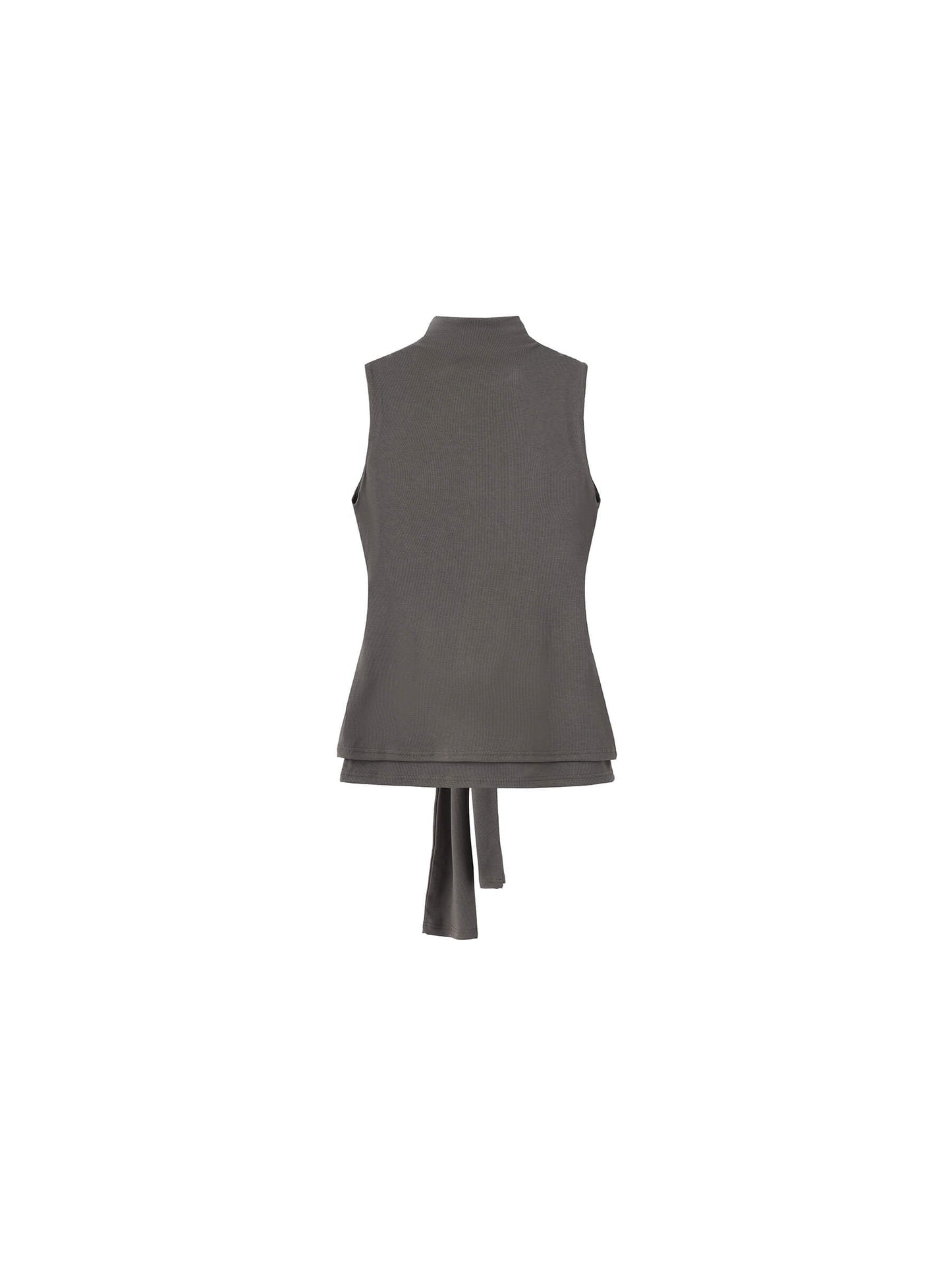 Tie-Detail Sleeveless Mock Neck Top