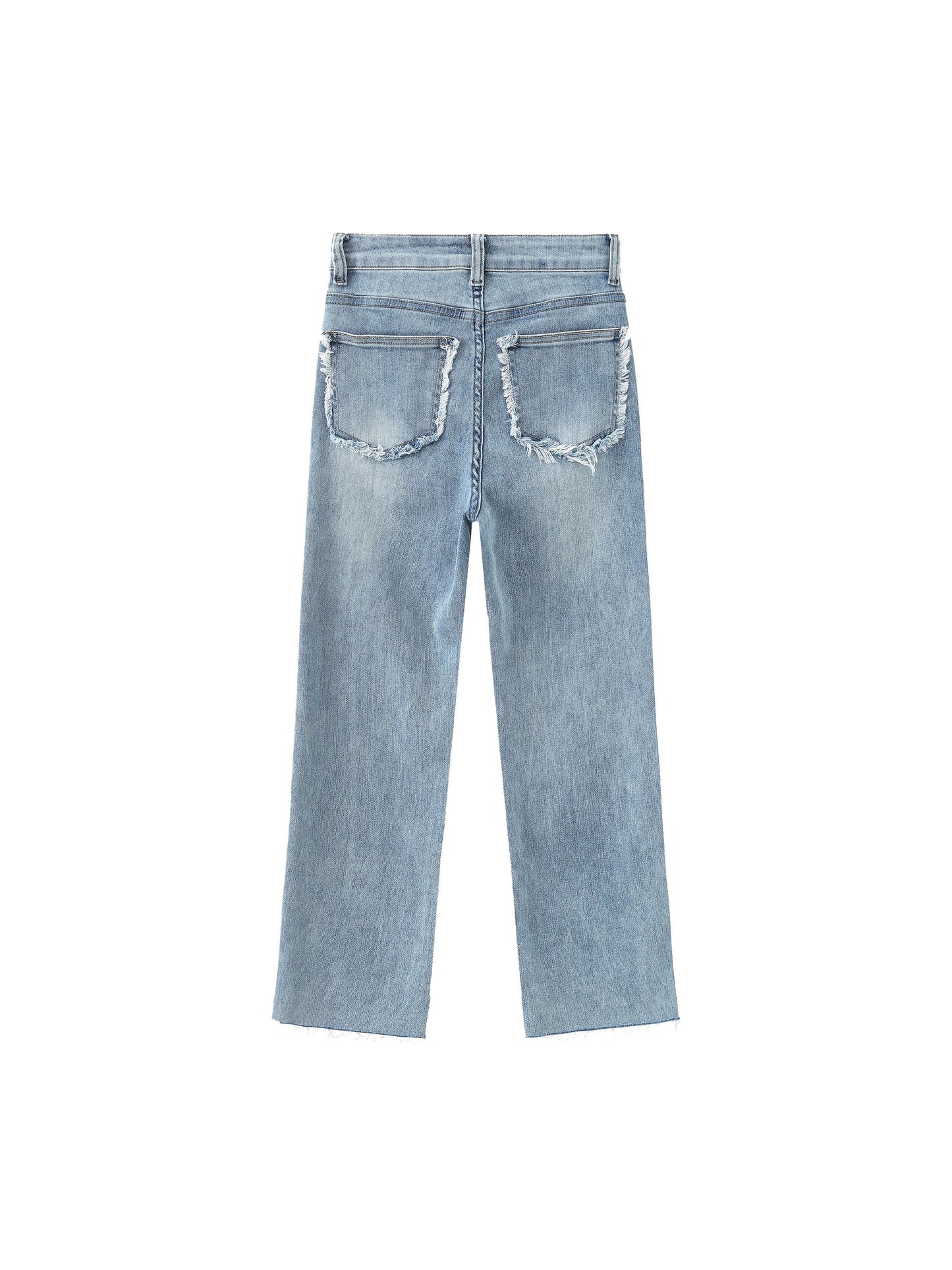 Side Slit Frayed Skinny Fit Jeans
