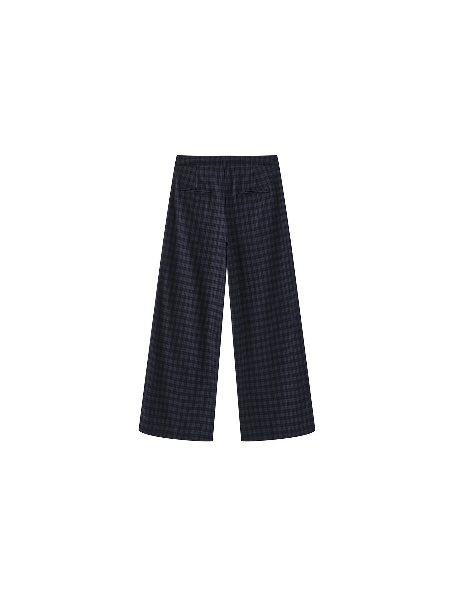 Drawstring Checkered Wide-Leg Casual Pants