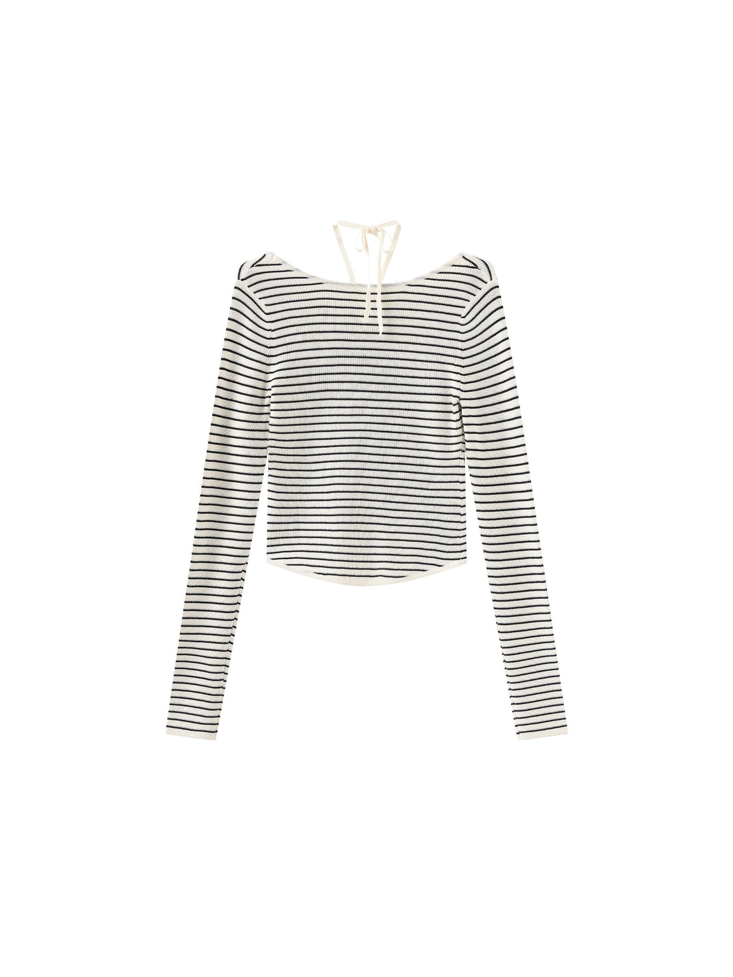 Chest Cut Out Striped Long Sleeve Top