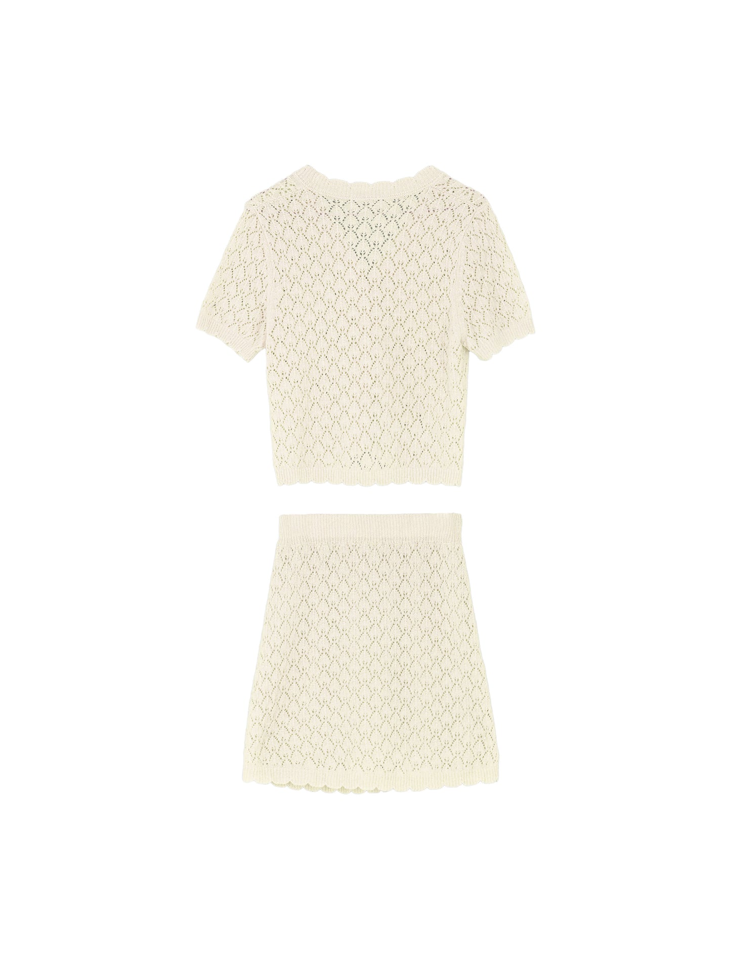 Thin Lace Knit Cardigan and Mini Skirt Set