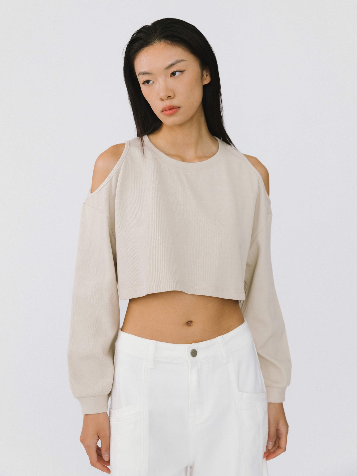 Shoulder Cut Out Crop Top