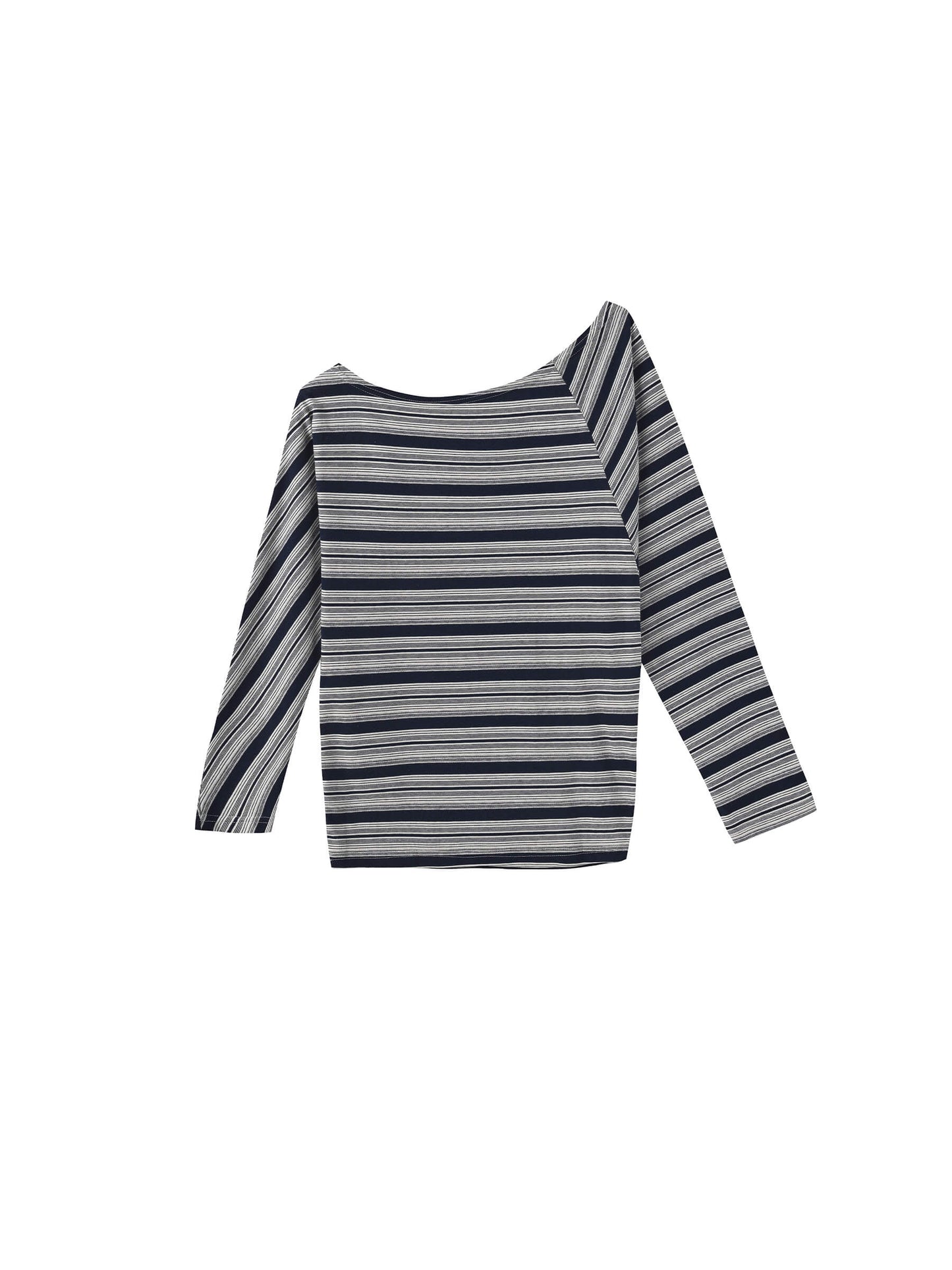 Off-Shoulder Striped Long-Sleeve Tee