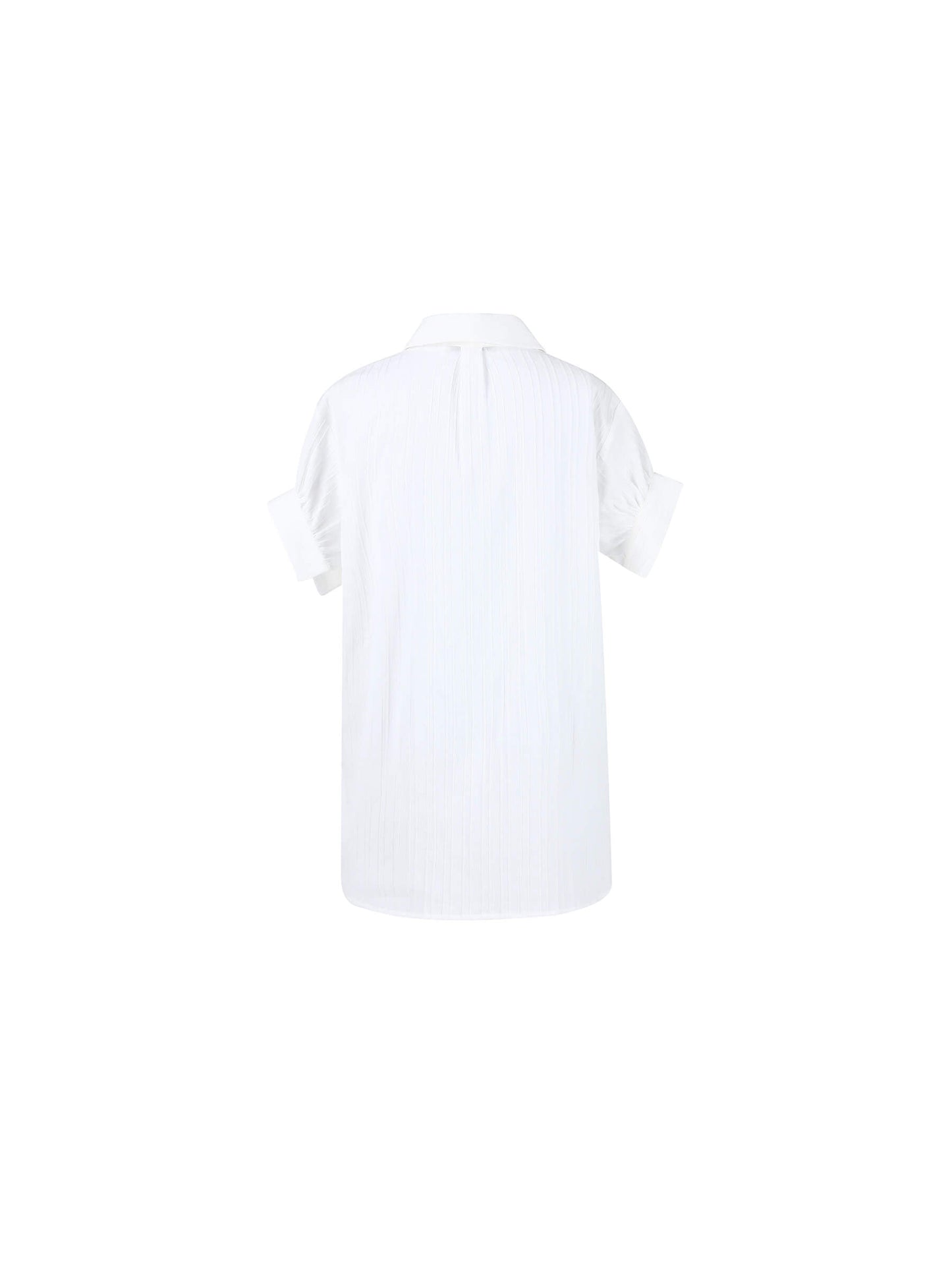 Loose Shirt with Pleated Short Sleeves