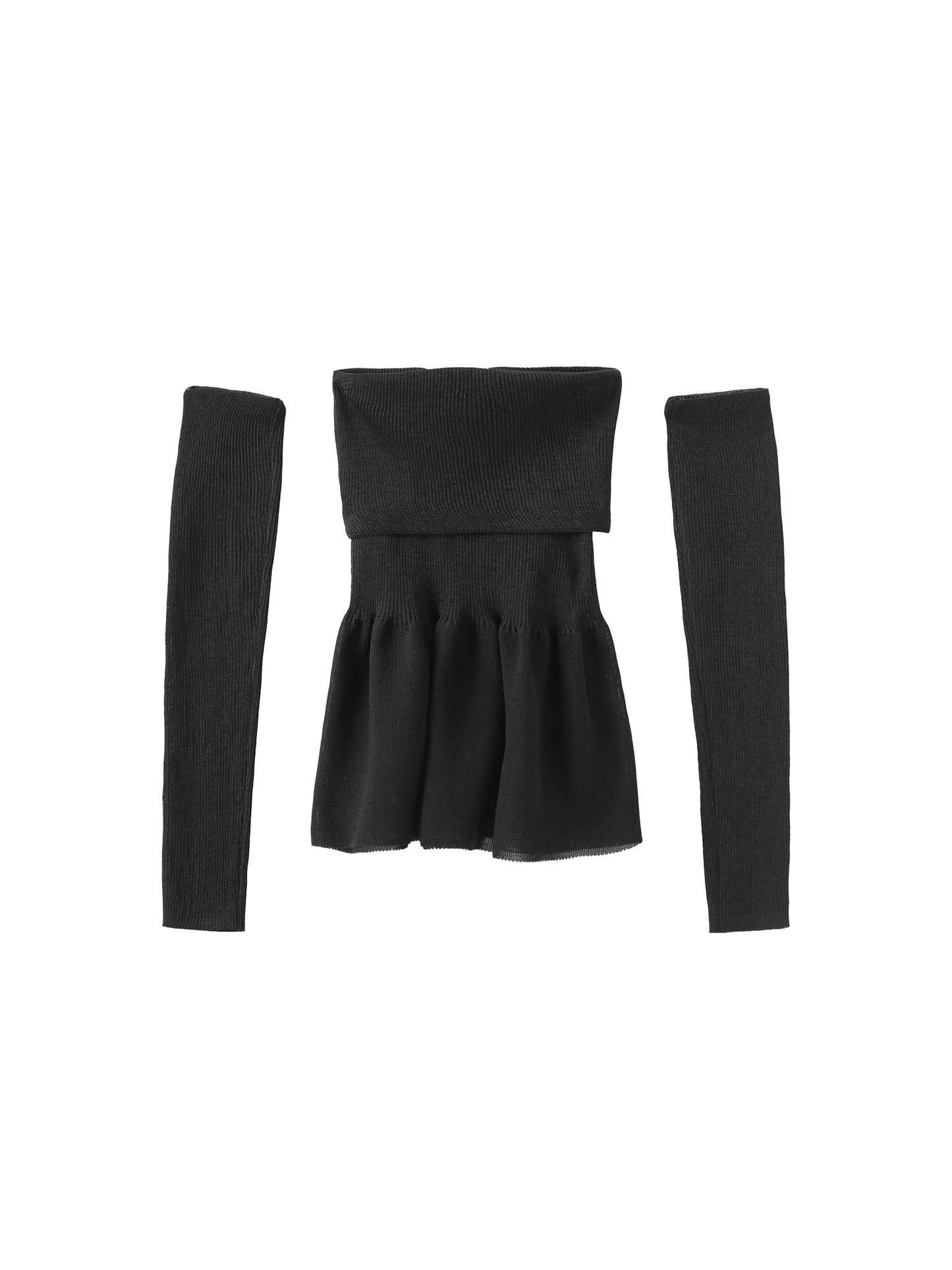 Fine Knit Strapless Top with Detached Sleeves
