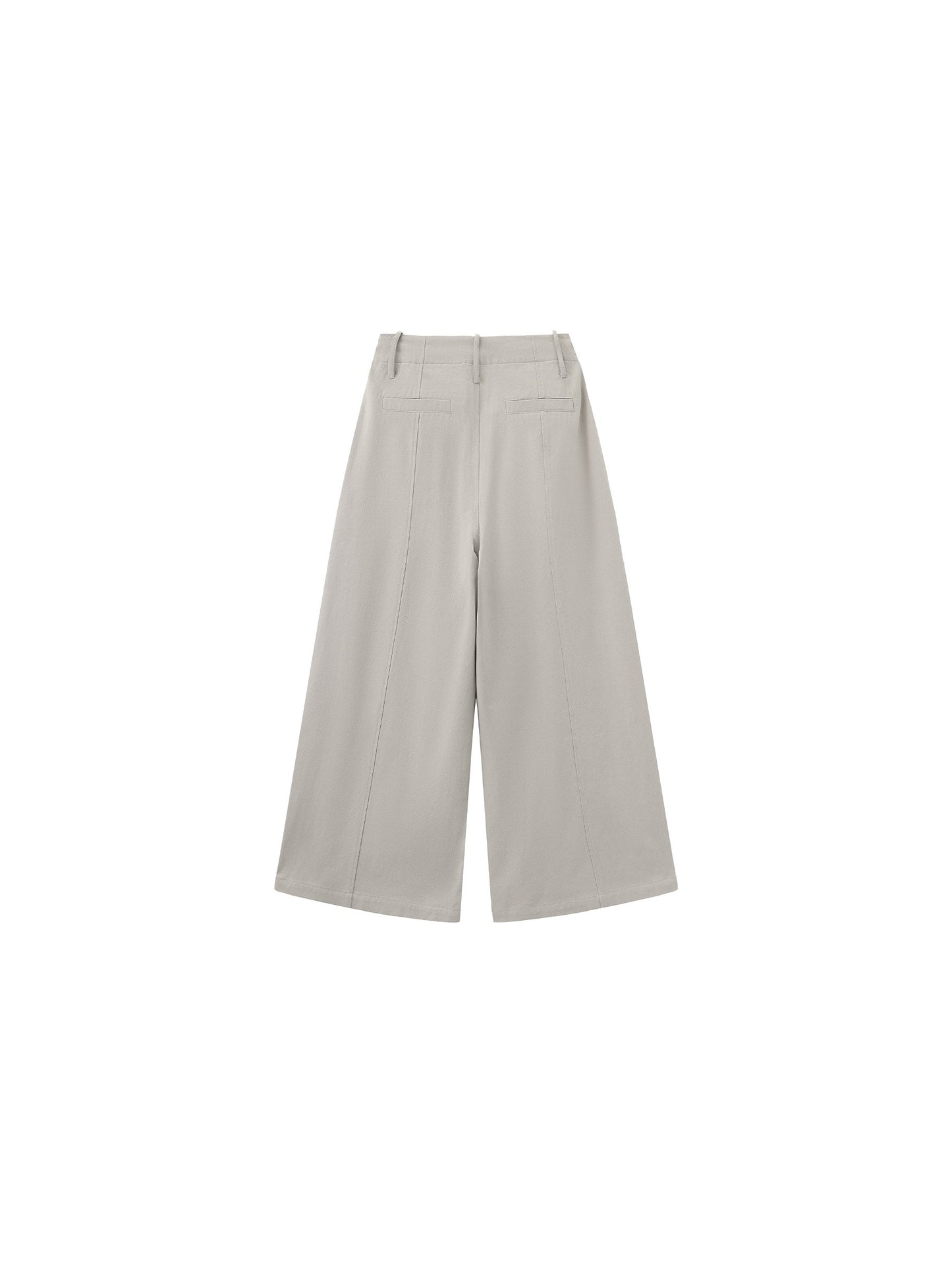 100% Cotton High-Waisted Wide-Leg Casual Trousers