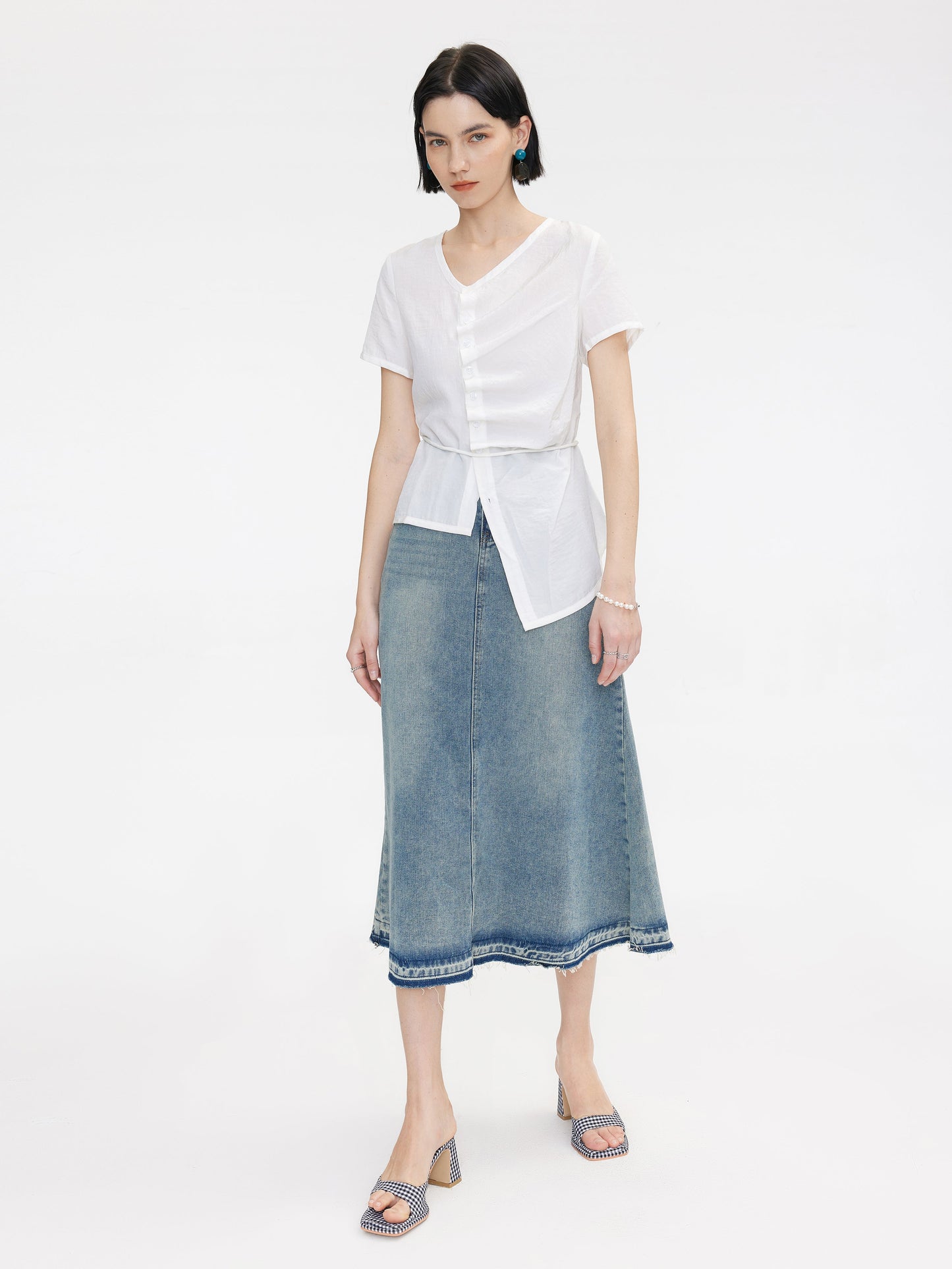 Asymmetric Button Down T-Shirt