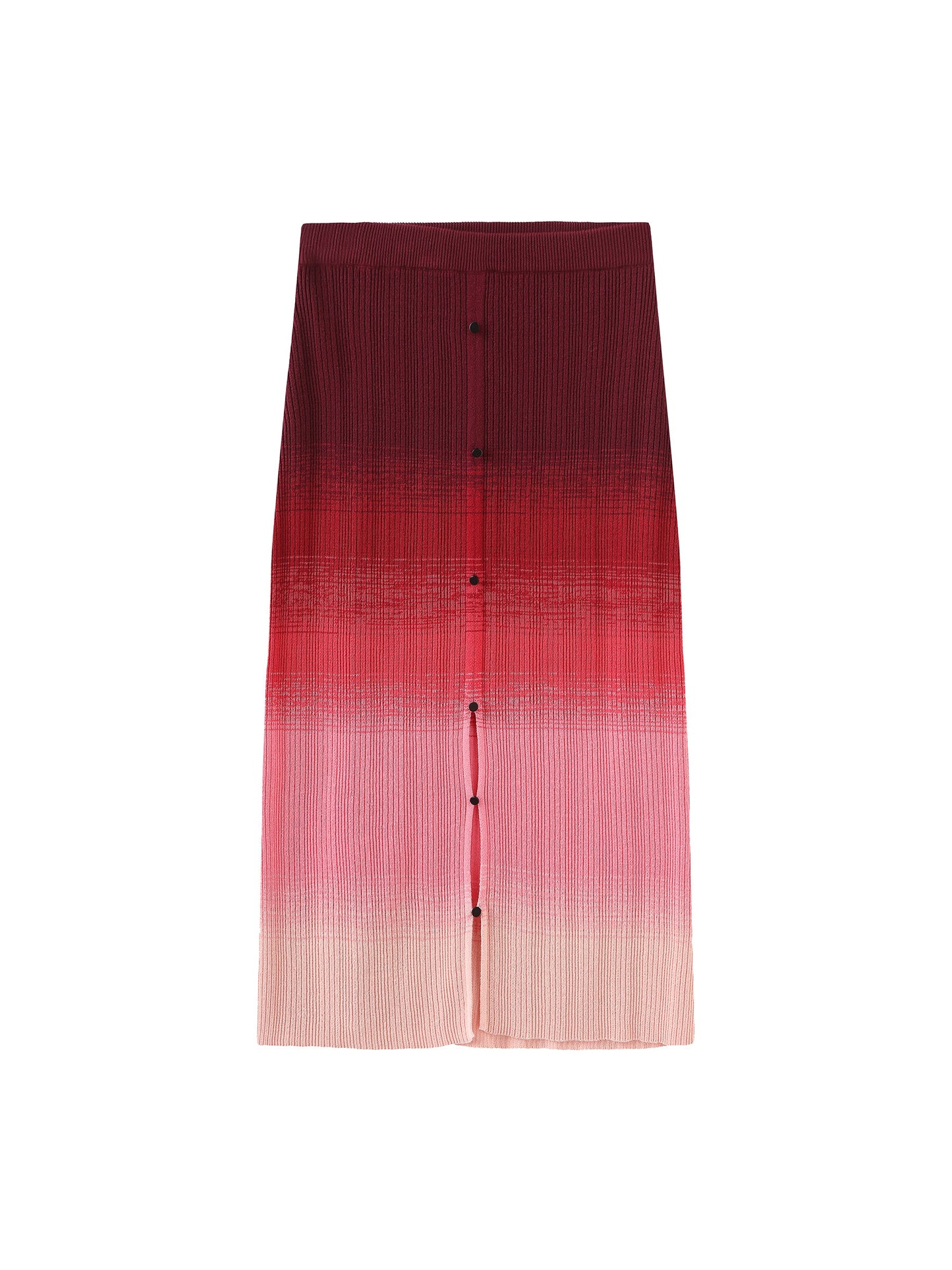 Gradient Buttoned Knit Midi Skirt