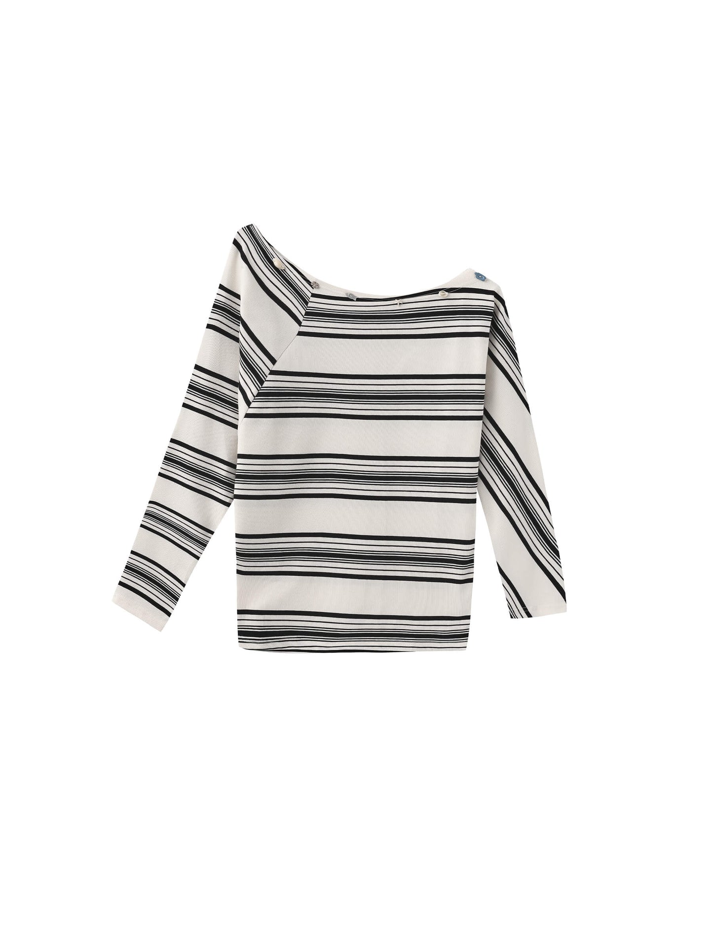 Off-Shoulder Striped Long-Sleeve Tee