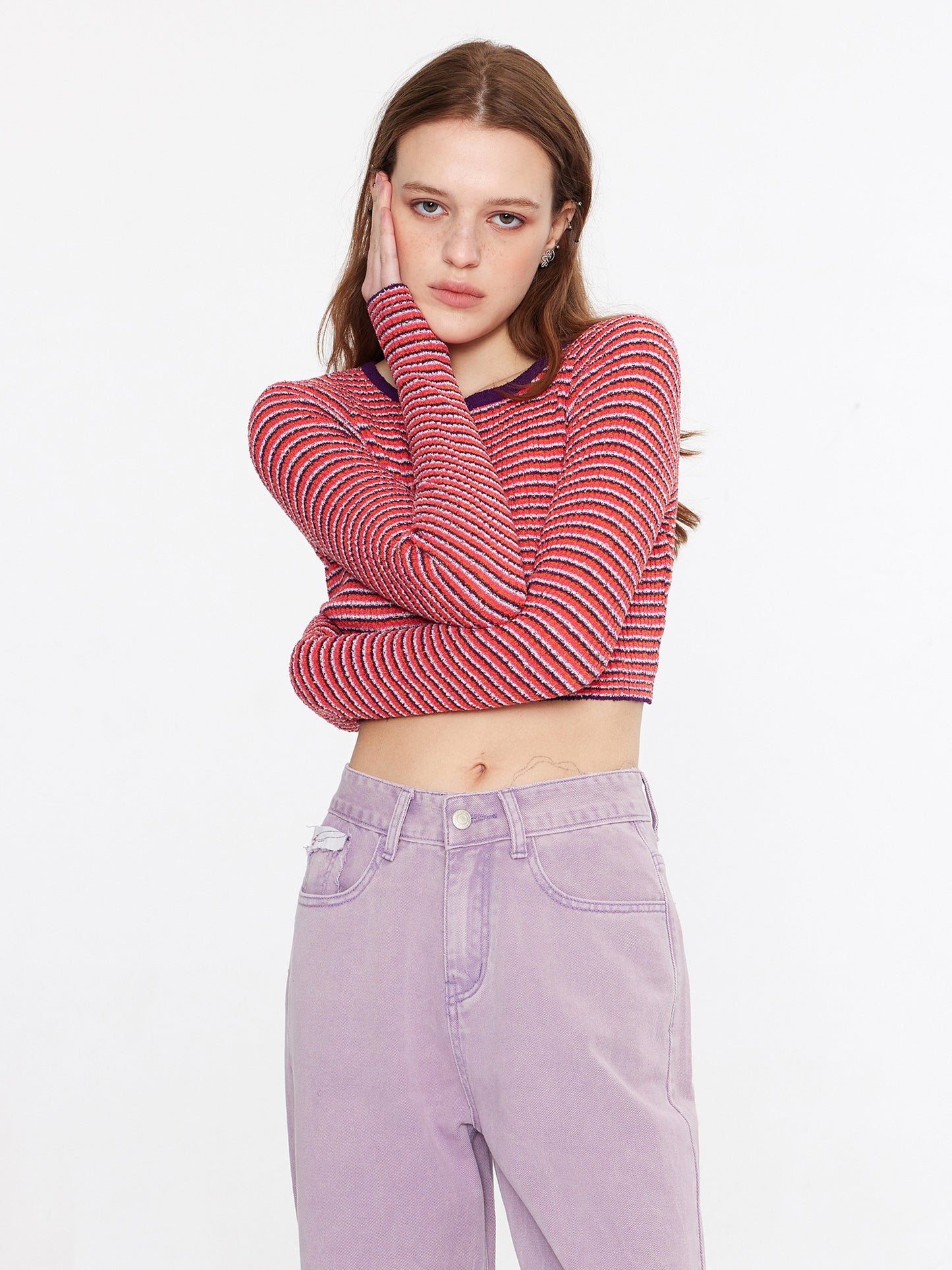 Striped Fitted Long Sleeve Top