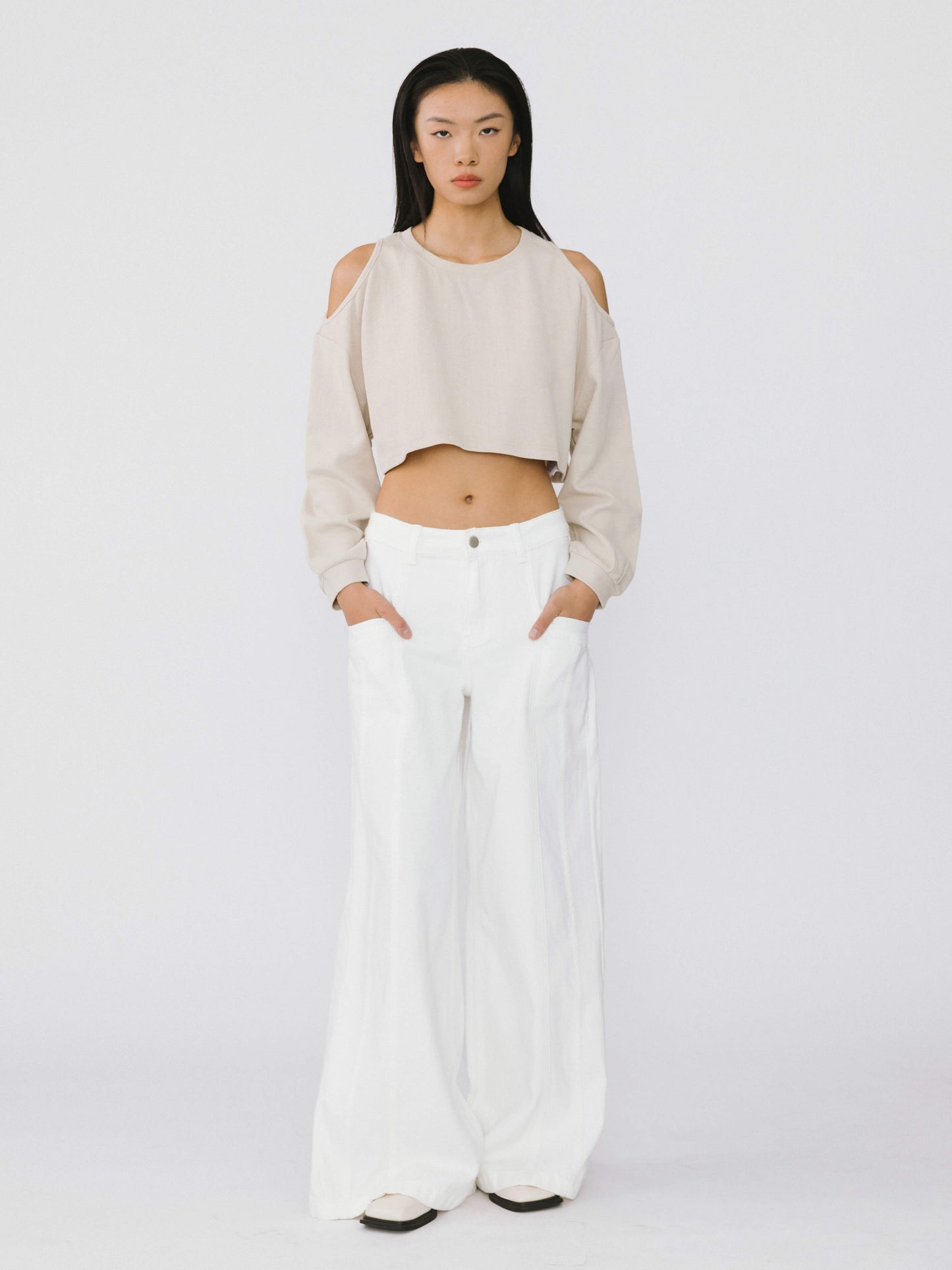 Shoulder Cut Out Crop Top
