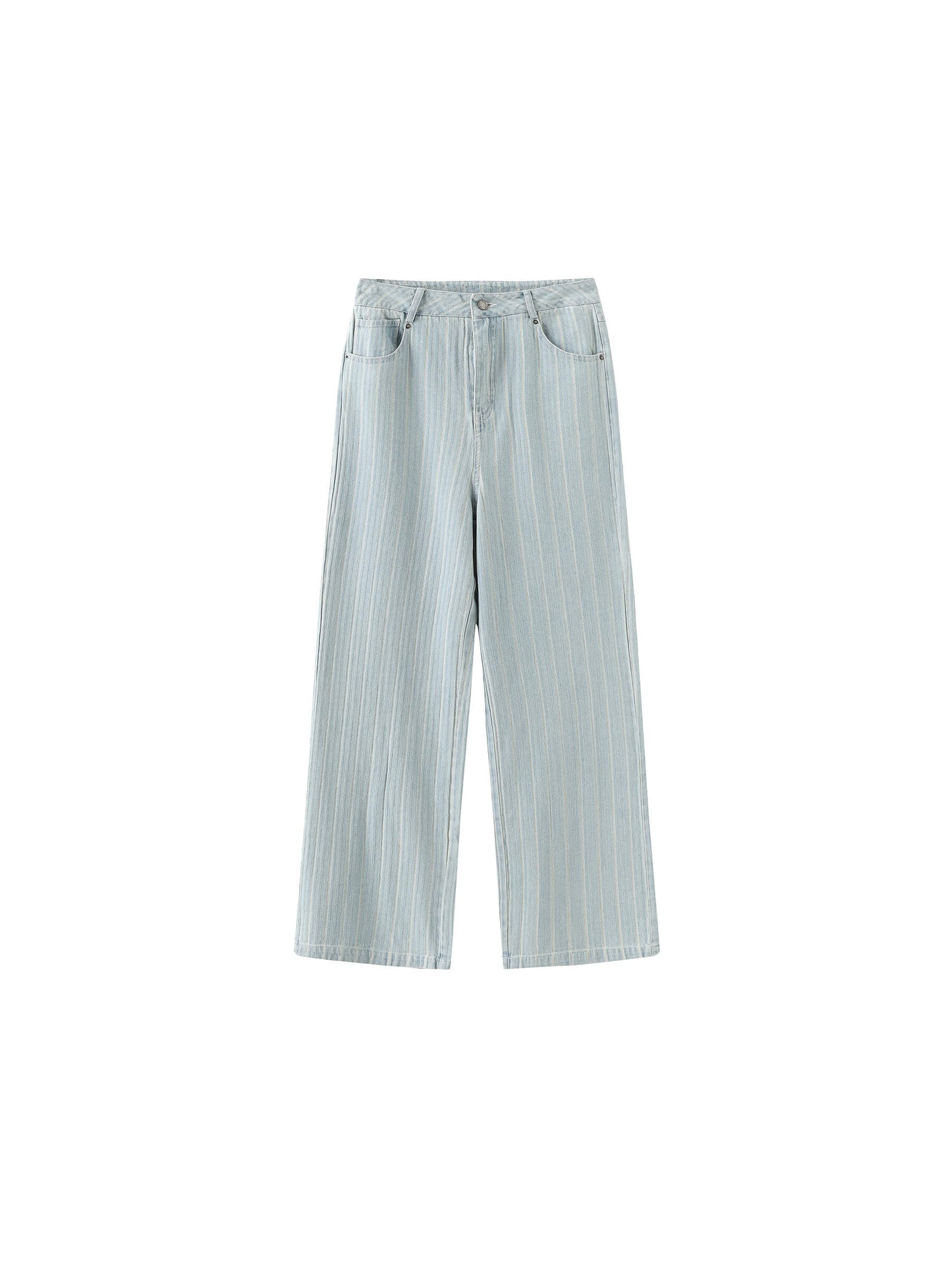 Pinstriped Wide Leg Cropped Jeans