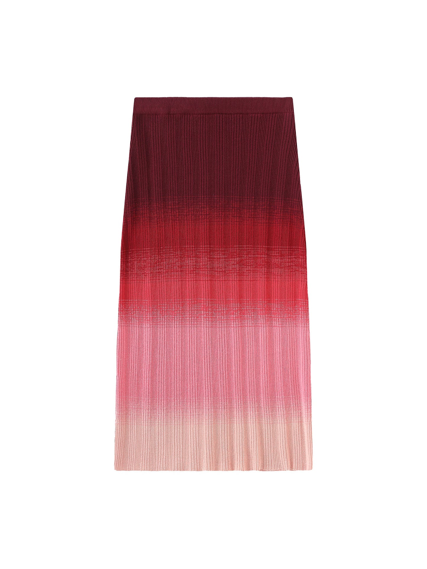 Gradient Buttoned Knit Midi Skirt
