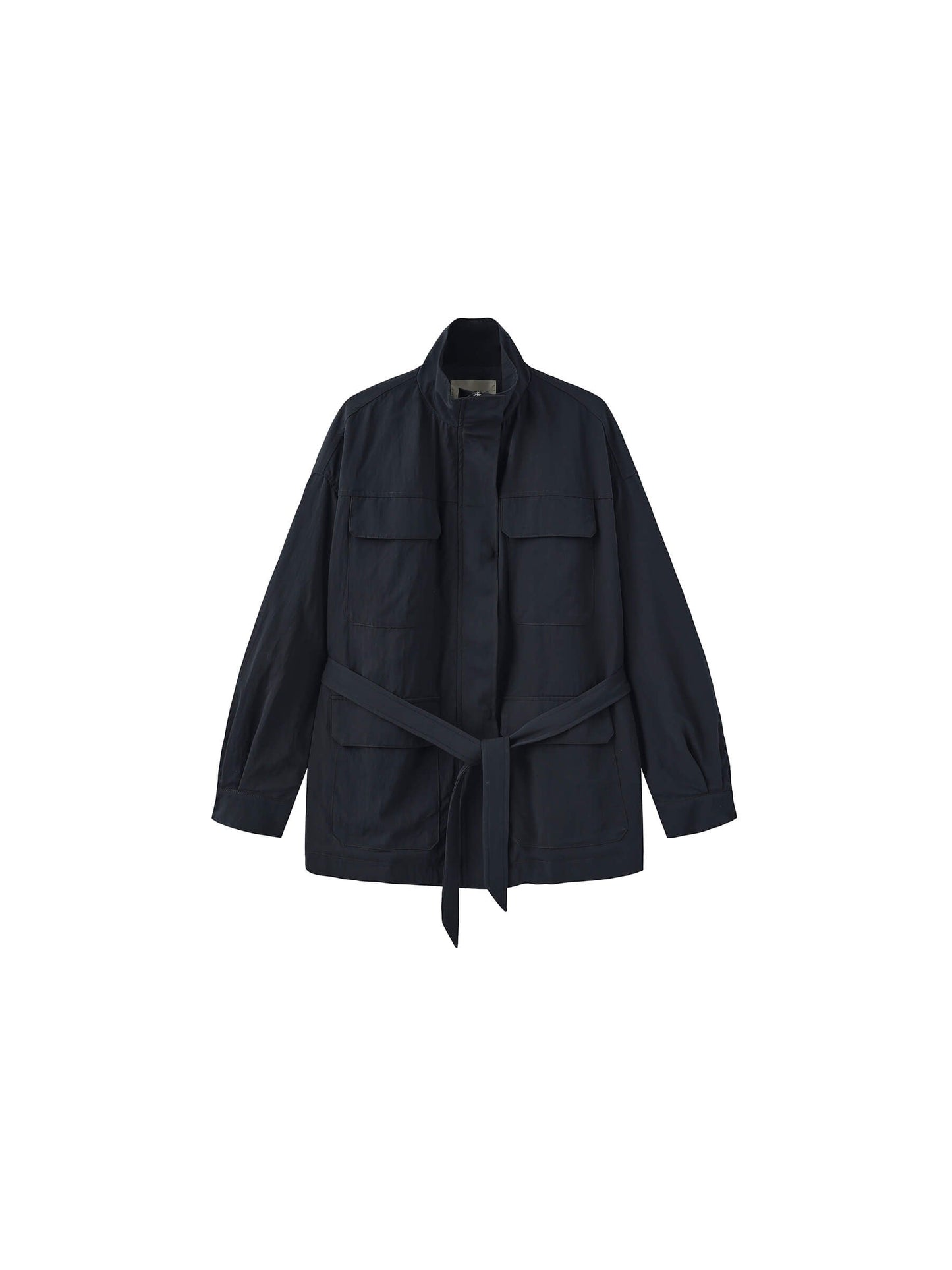Oversized Funnel Neck Cropped Cargo Jacket