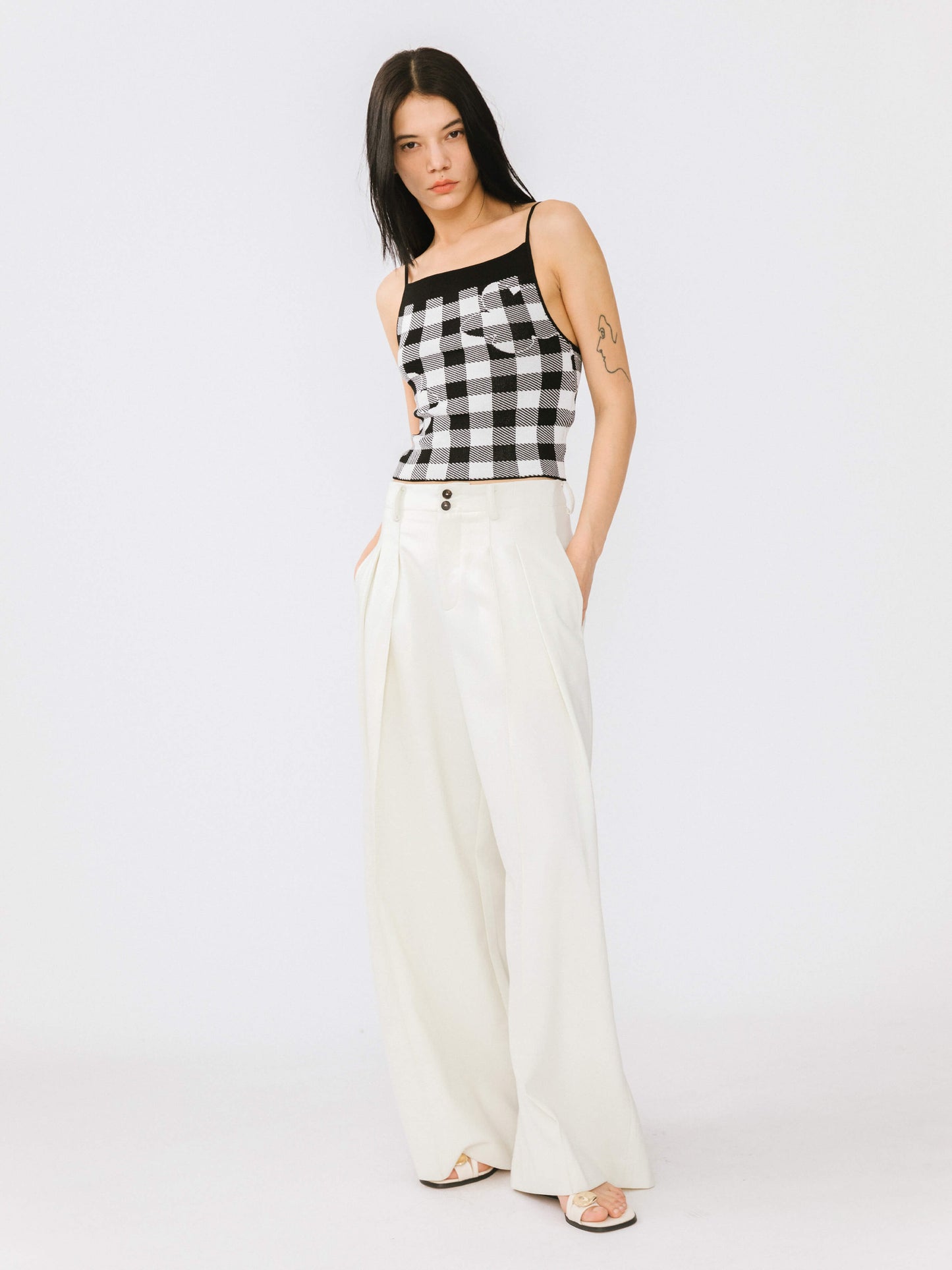 Checkered Knit Camisole top