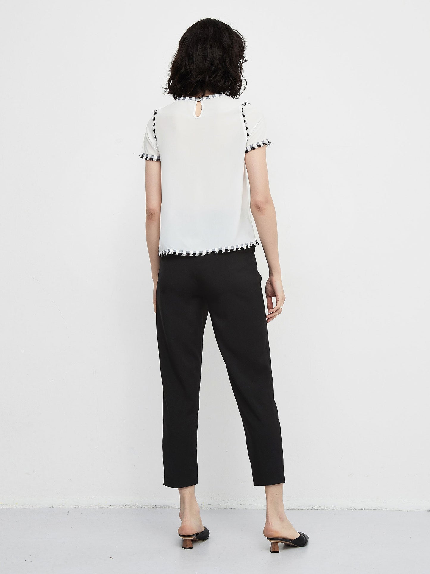 CUBIC Women's French Round Neck Chiffon Top