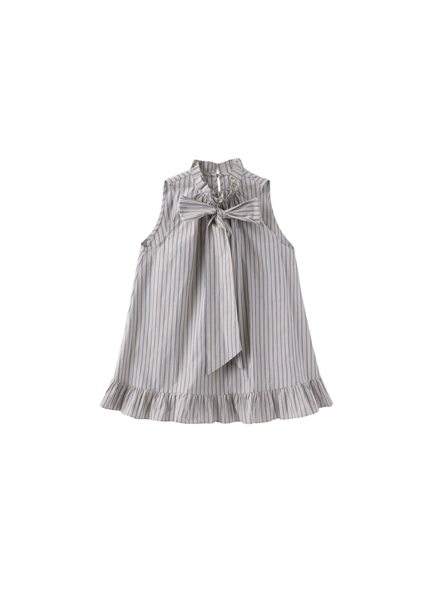Ruffle Stand Collar Tie A-line Tank Top