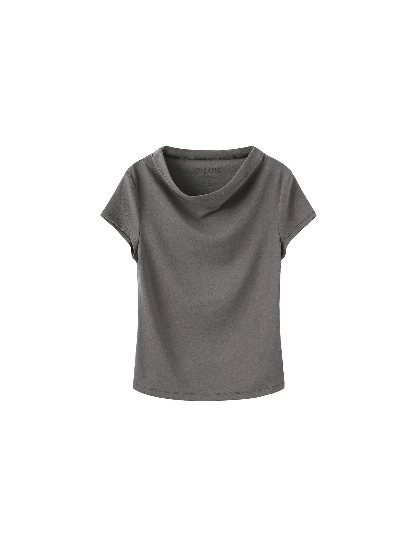 C BY CUBIC Draped Neck Short-Sleeve T-Shirt