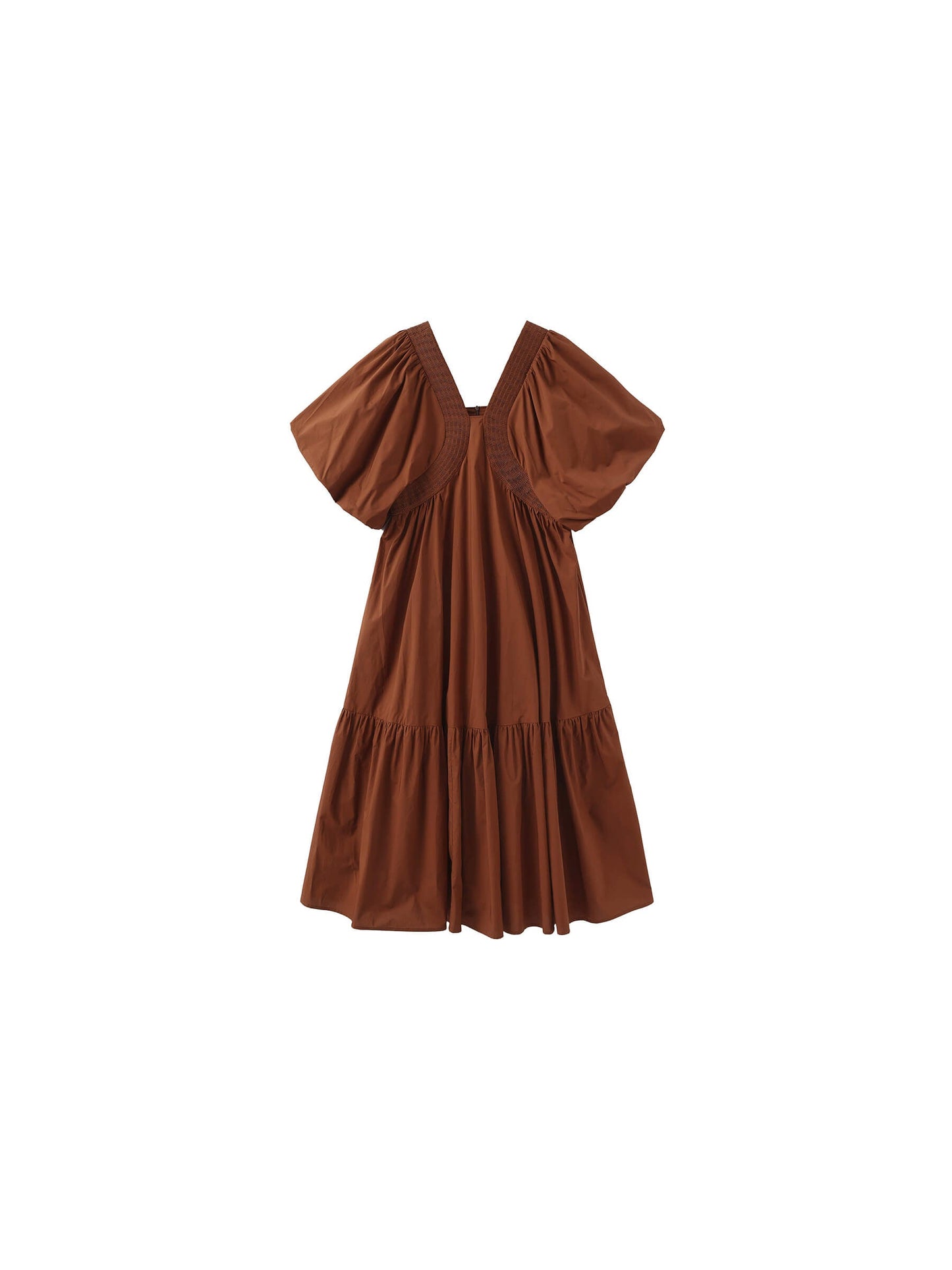 100% Cotton Puff Sleeve Loose-Fit Vacation Dress