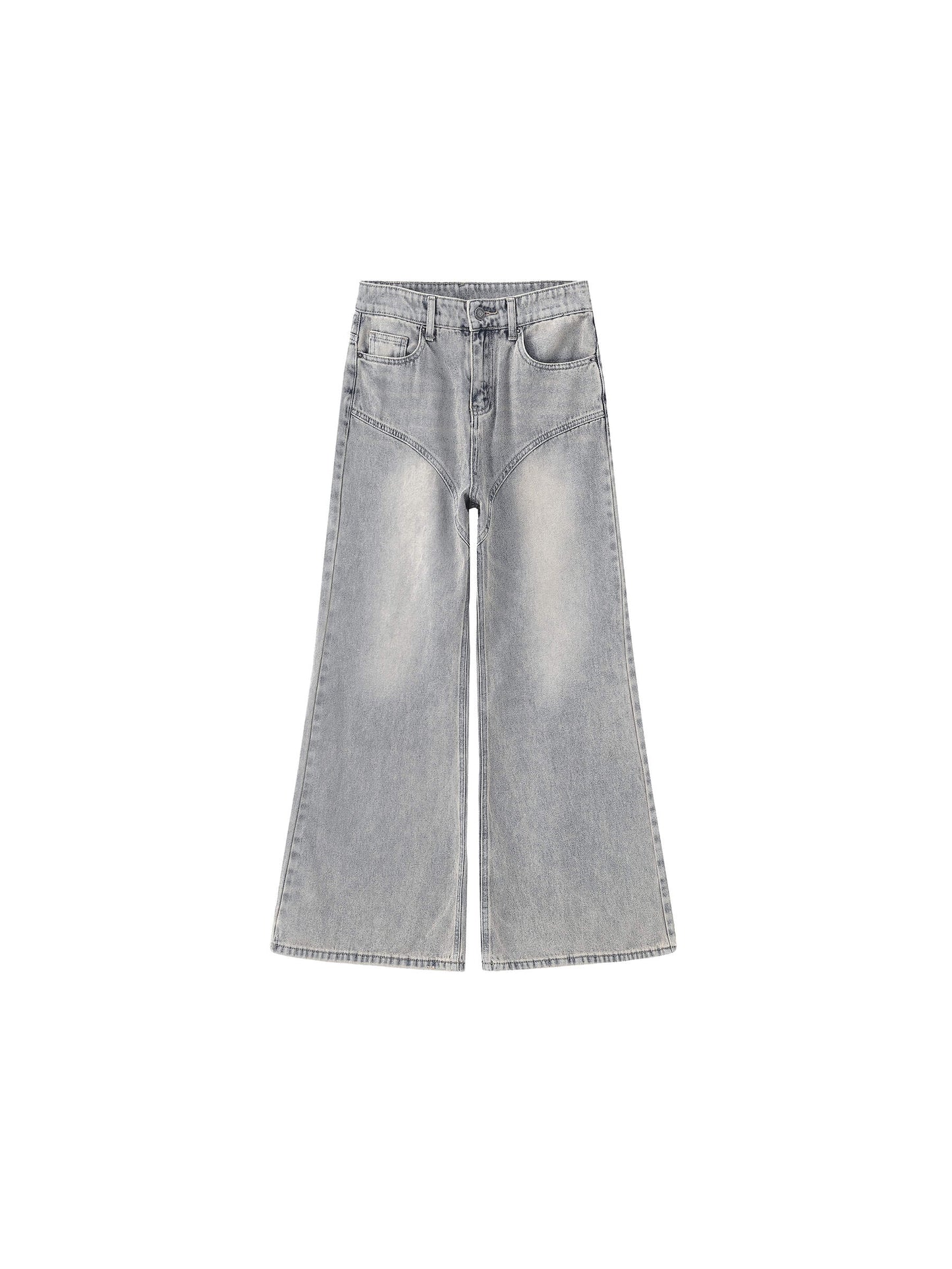 Wide Leg Curved Panel Jeans