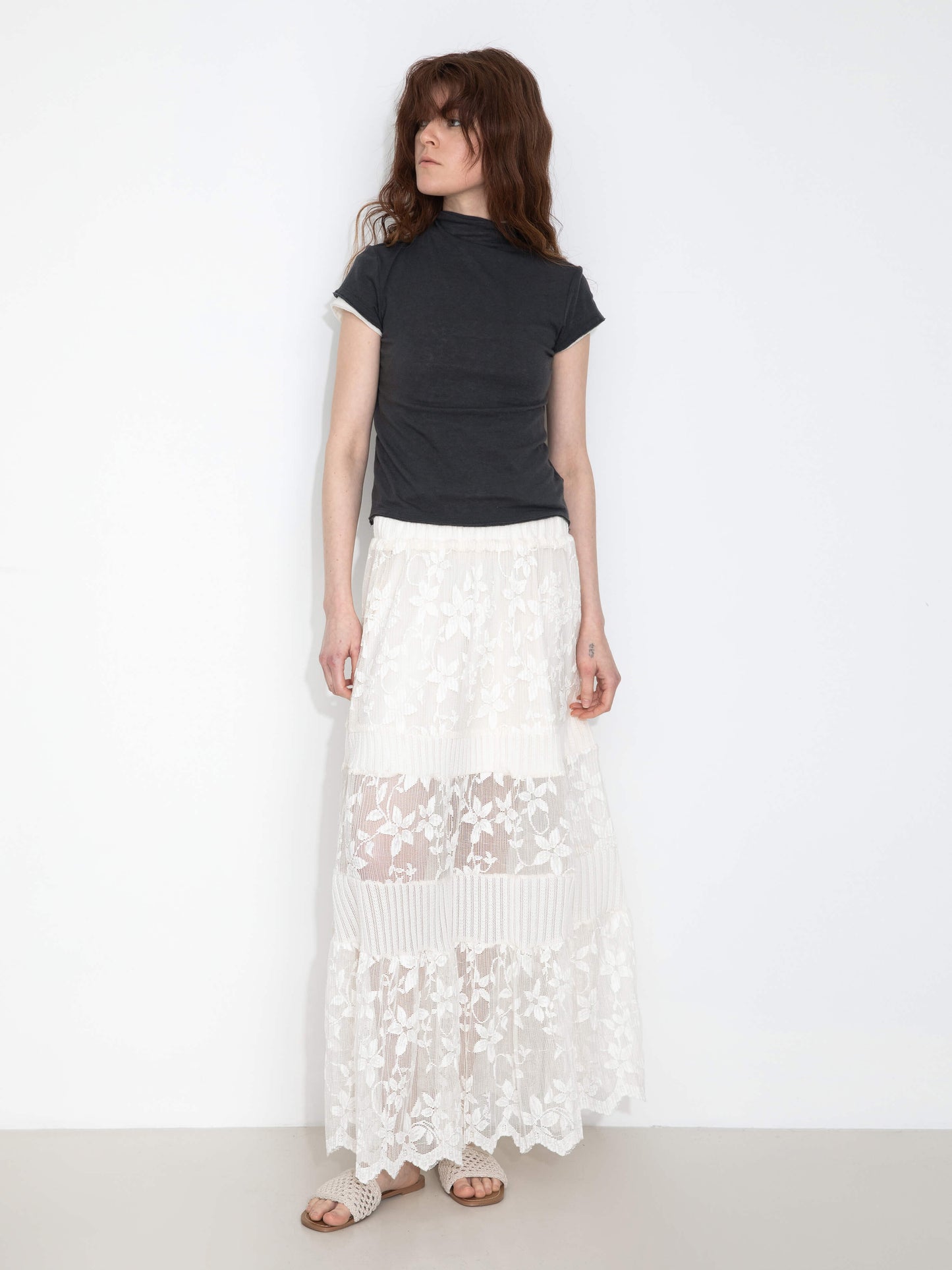 High Neck Stretch Slim-Fit Short-Sleeve T-Shirt