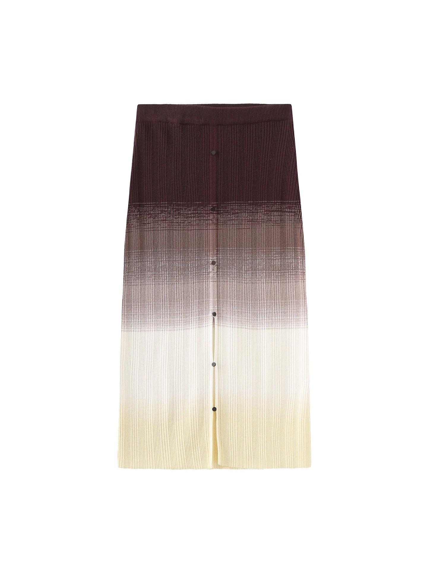 Gradient Buttoned Knit Midi Skirt