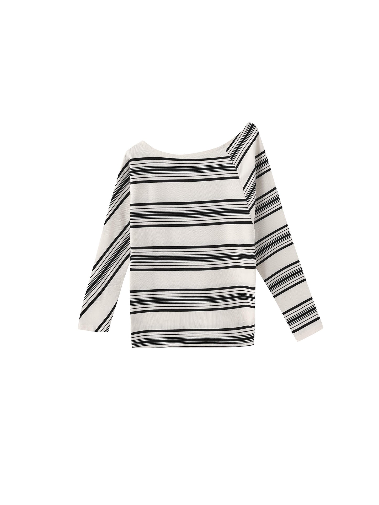 Off-Shoulder Striped Long-Sleeve Tee
