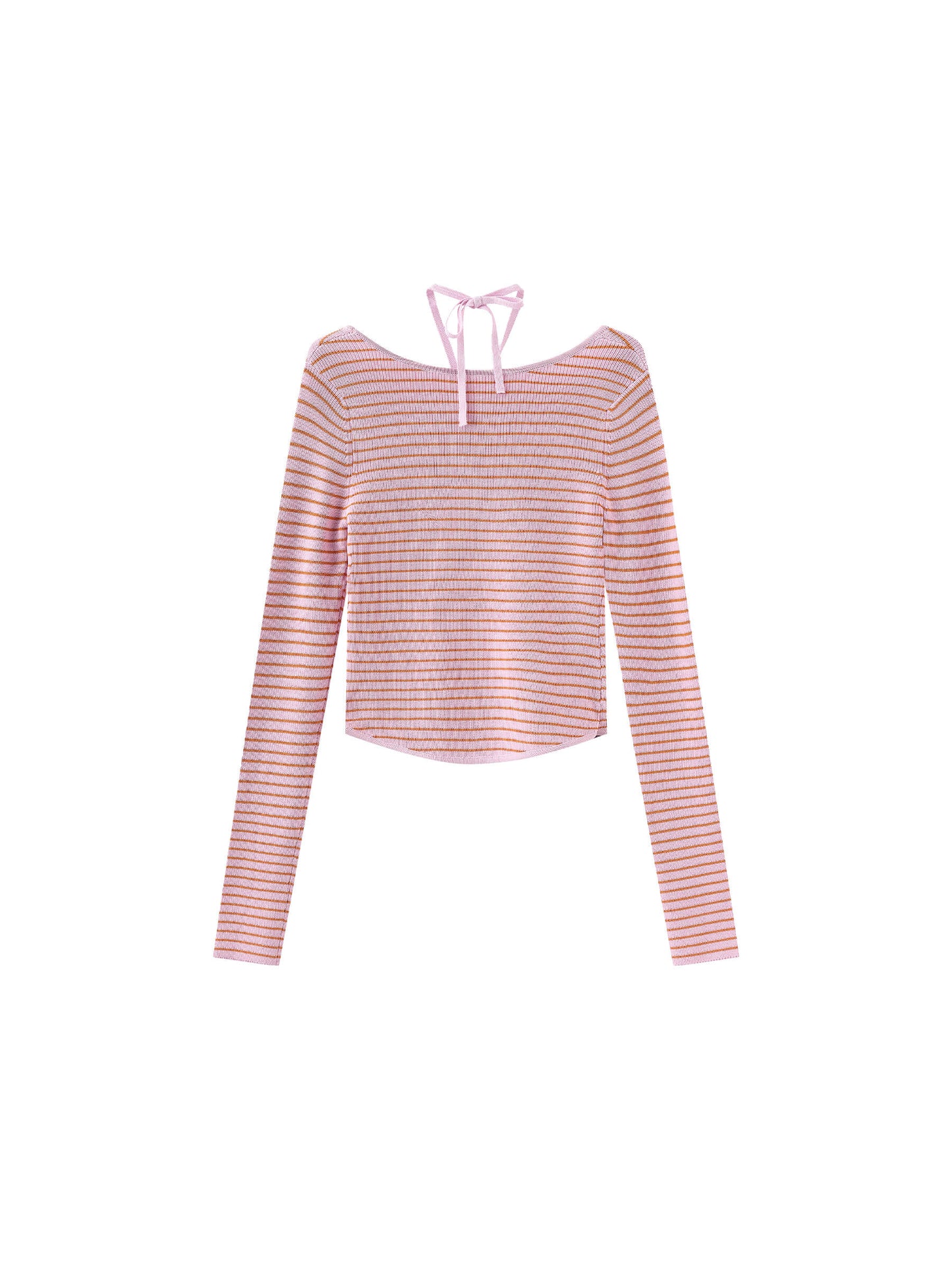 Chest Cut Out Striped Long Sleeve Top