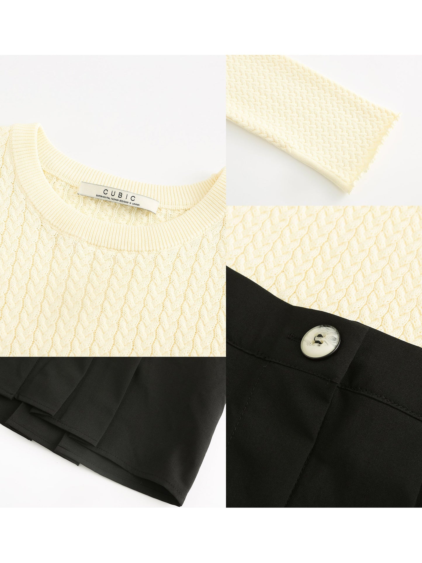 Cropped Knit Top with Shirting Panel