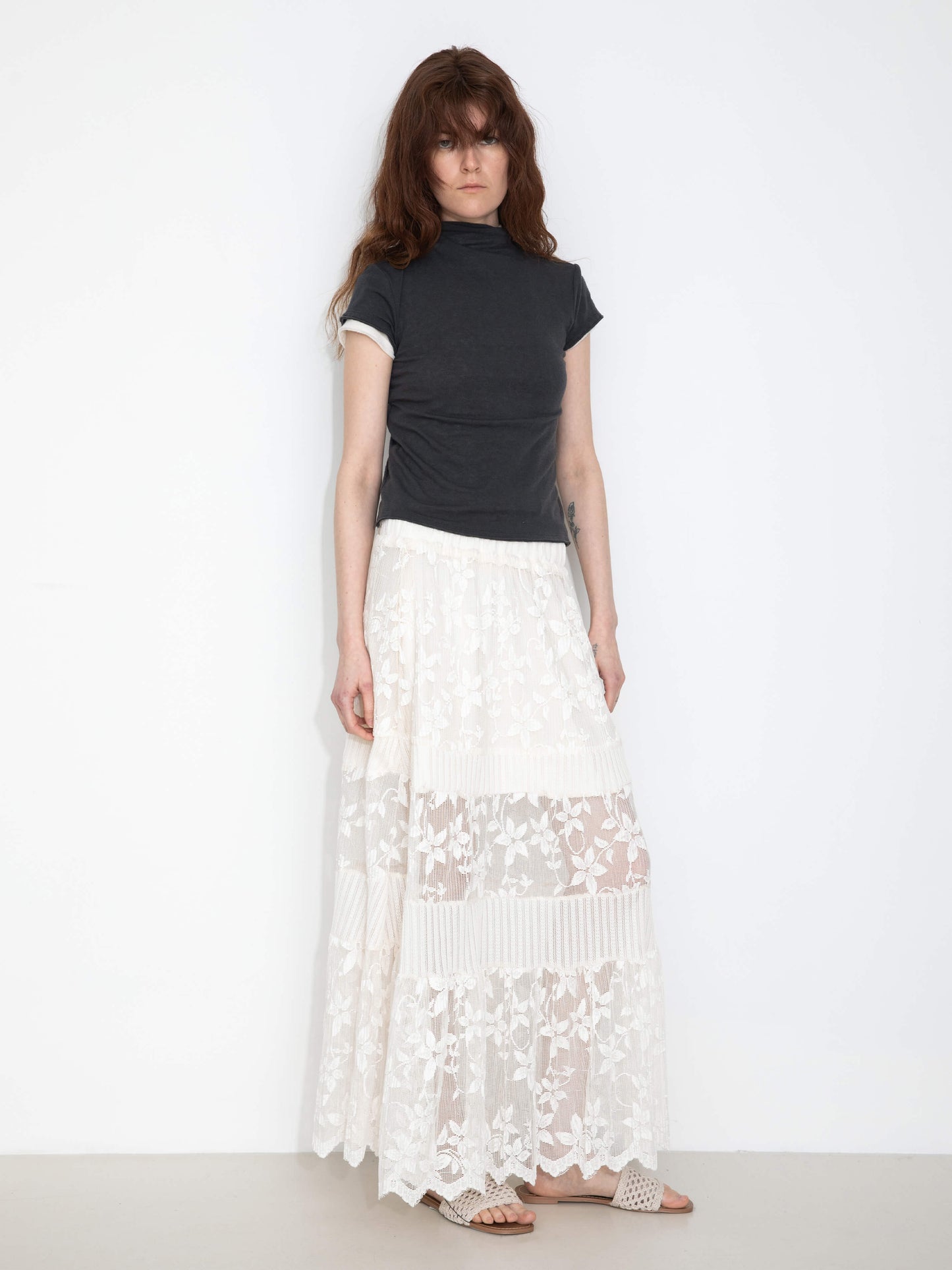 High Neck Stretch Slim-Fit Short-Sleeve T-Shirt