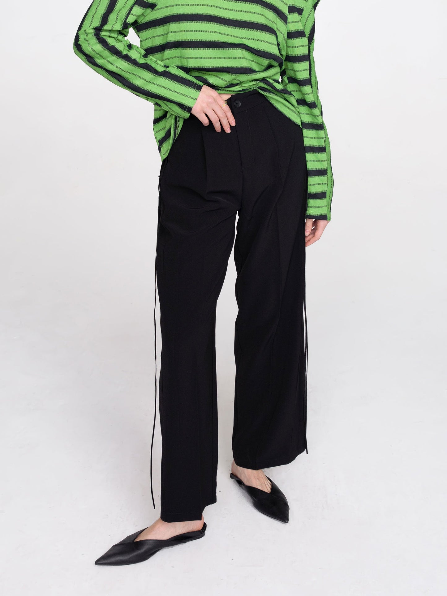 CUBIC Women's Wide Leg Tailored Trousers with Loose Ties