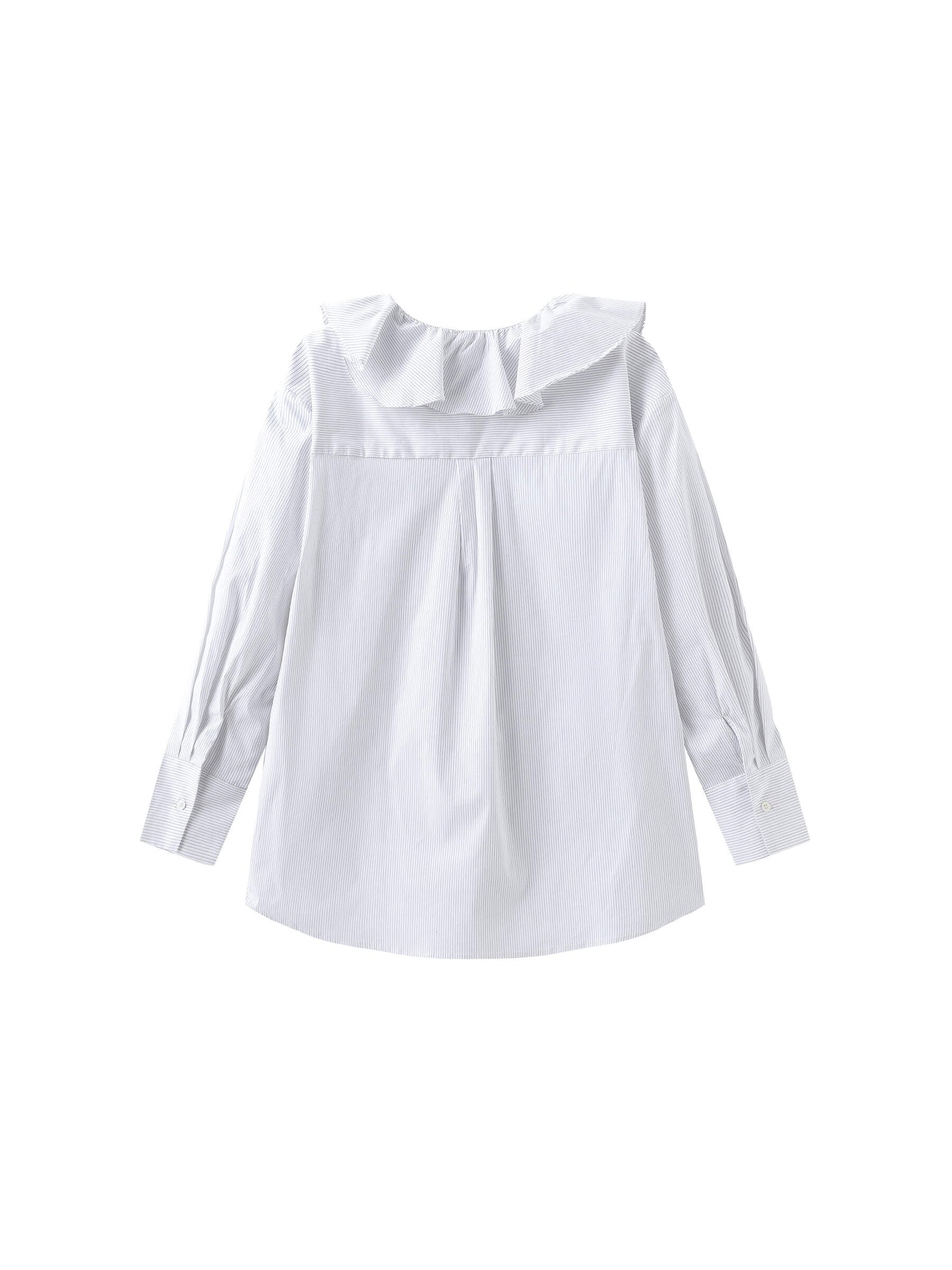 Ruffle Collar Striped Shirt