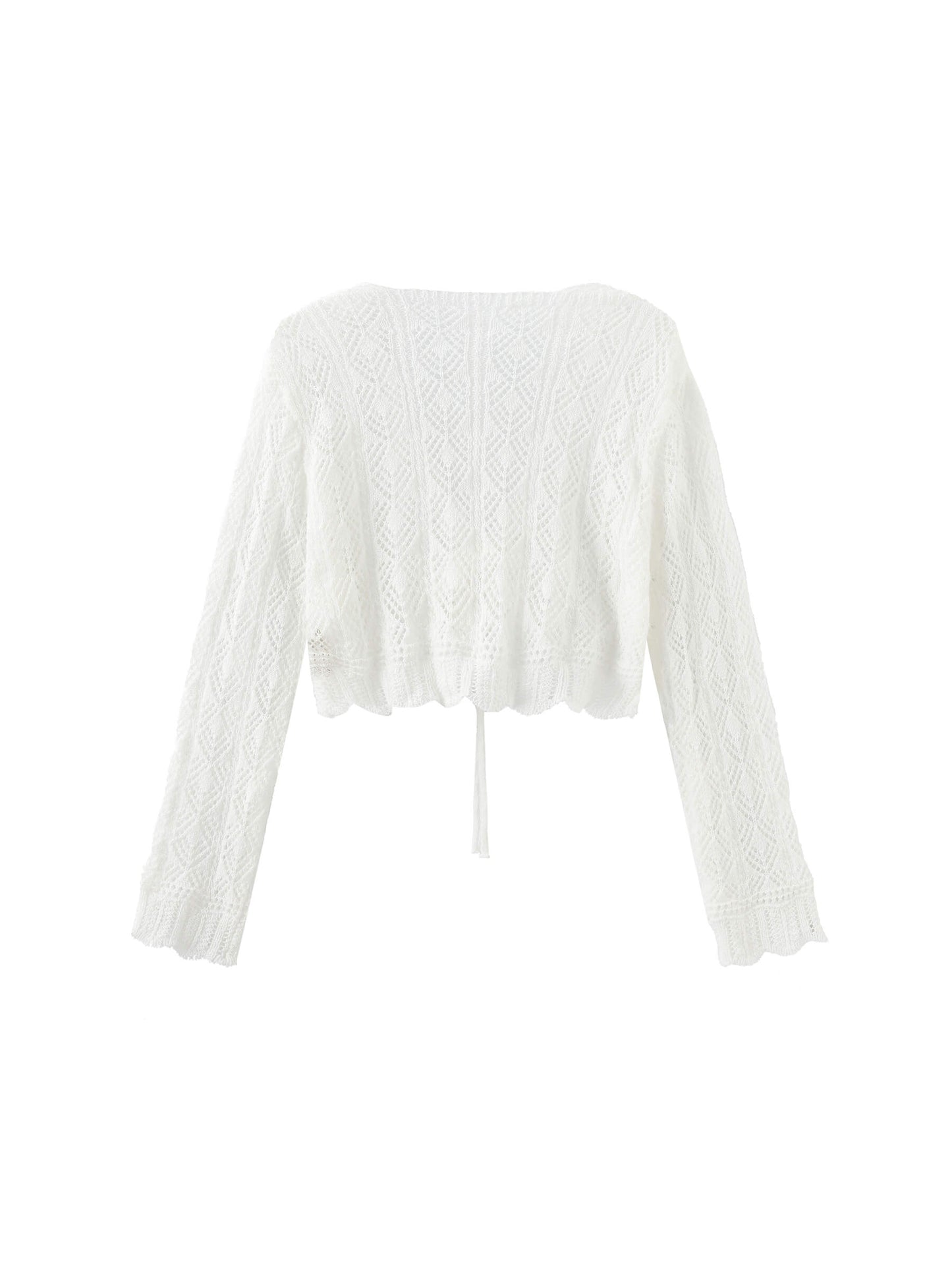 Thin Knit V-Neck Drawstring Top