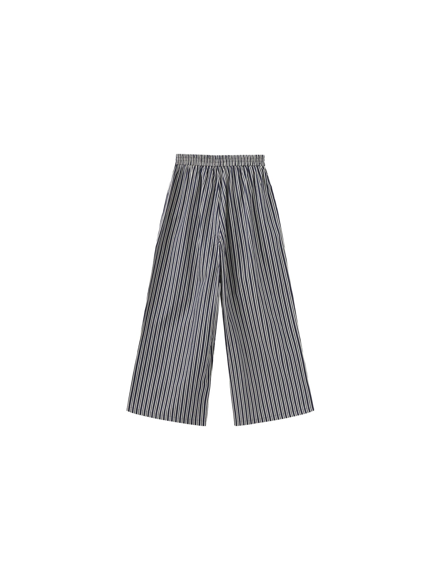 Pleated Striped Wide-Leg Trousers