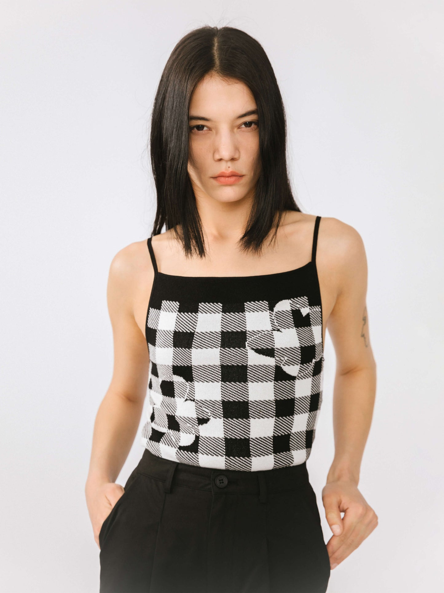 Checkered Knit Camisole top