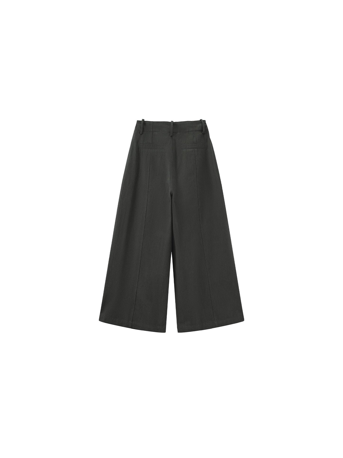 100% Cotton High-Waisted Wide-Leg Casual Trousers