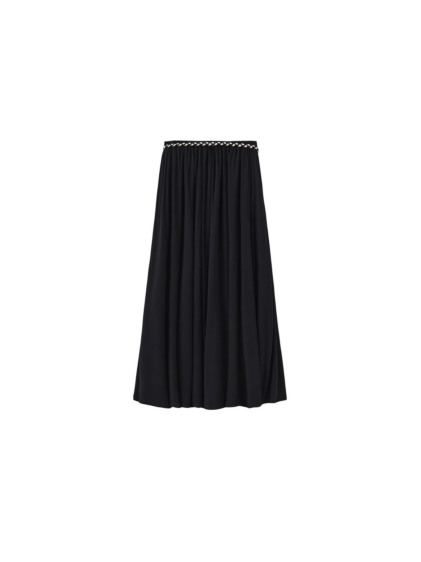 Pleated Hand-Braided High-Stretch Maxi Skirt