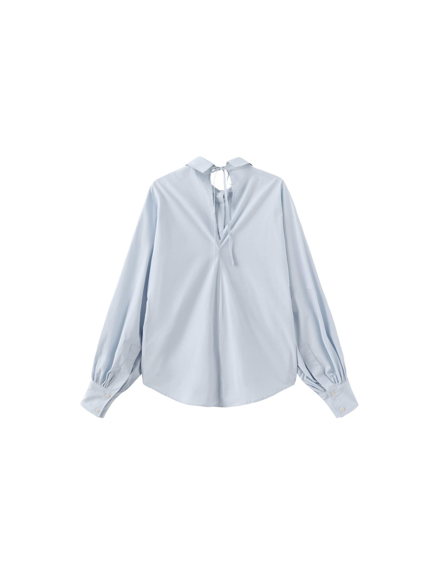 100% Cotton Oversized Balloon Sleeve Backless Tie Shirt