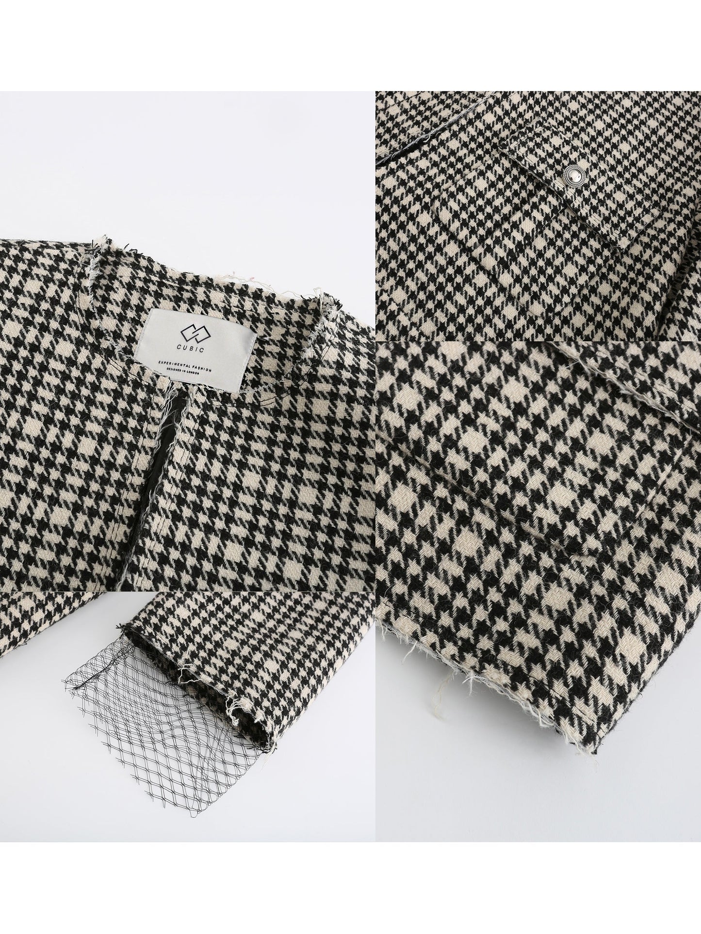 Round Neck Tartan Jacket