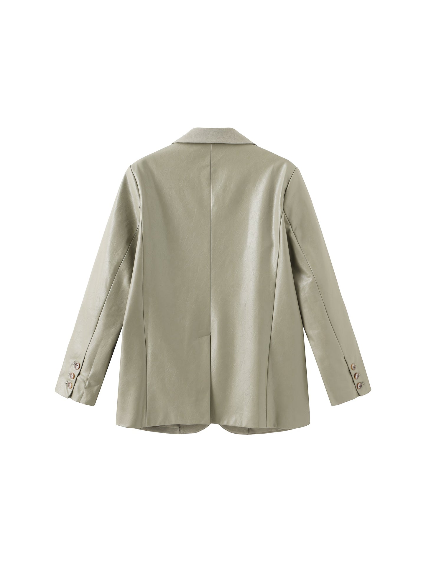 Faux Leather and Wool Oversized Blazer