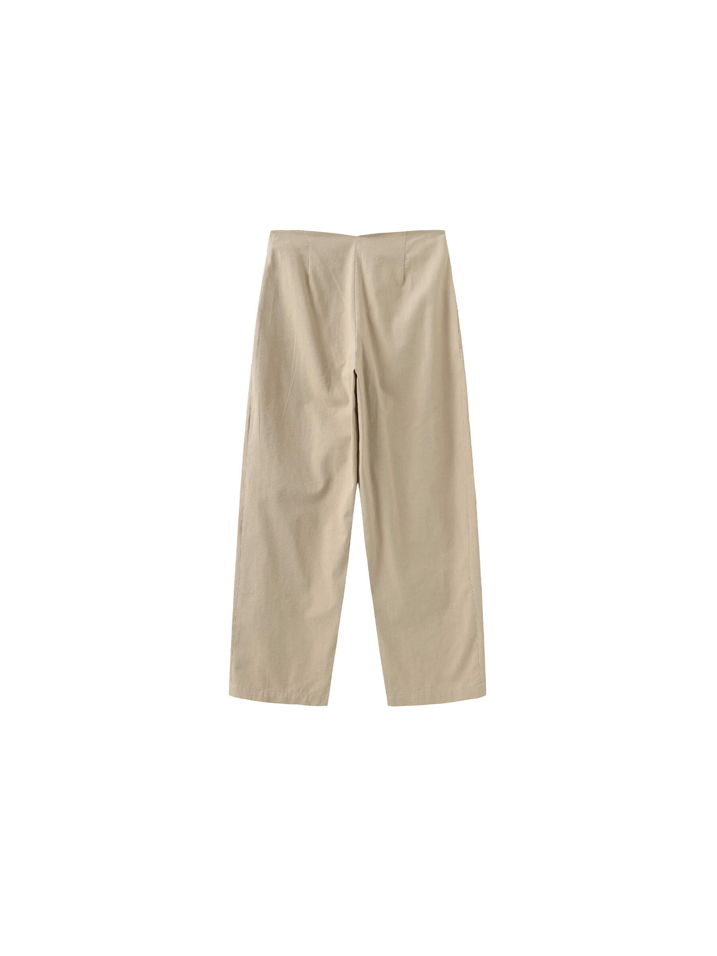 High Waisted Cotton Straight Trousers