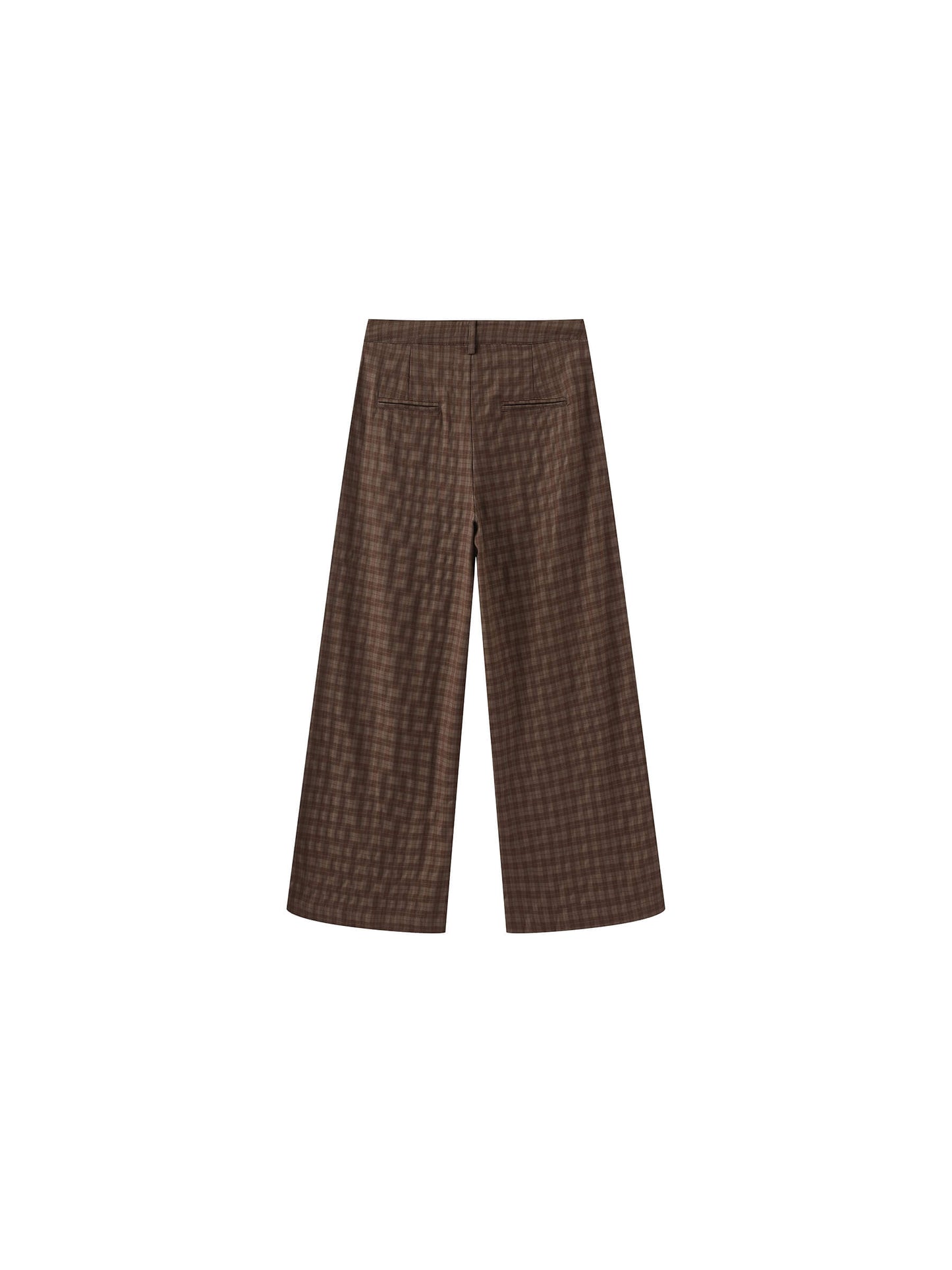 Drawstring Checkered Wide-Leg Casual Pants
