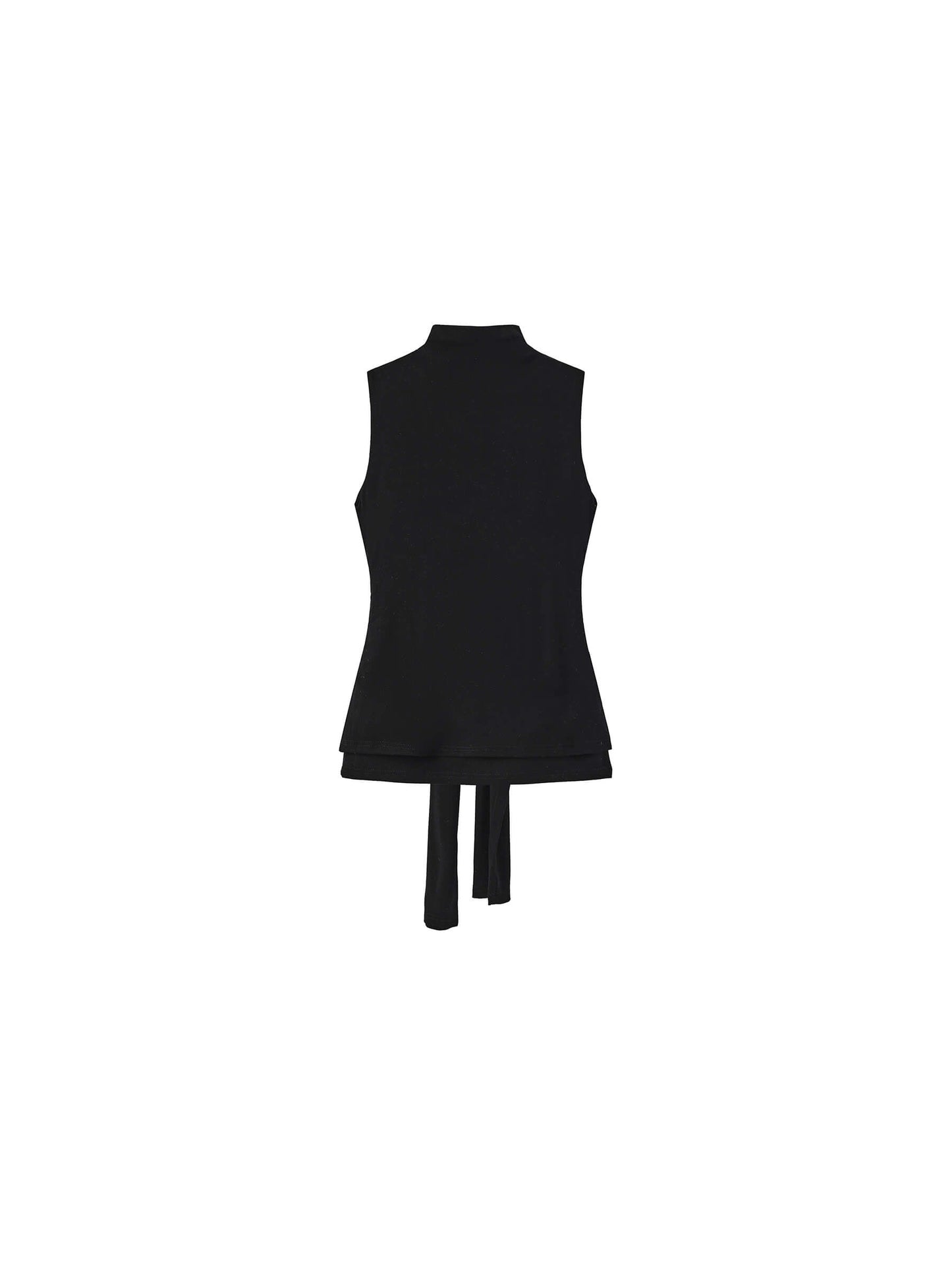 Tie-Detail Sleeveless Mock Neck Top