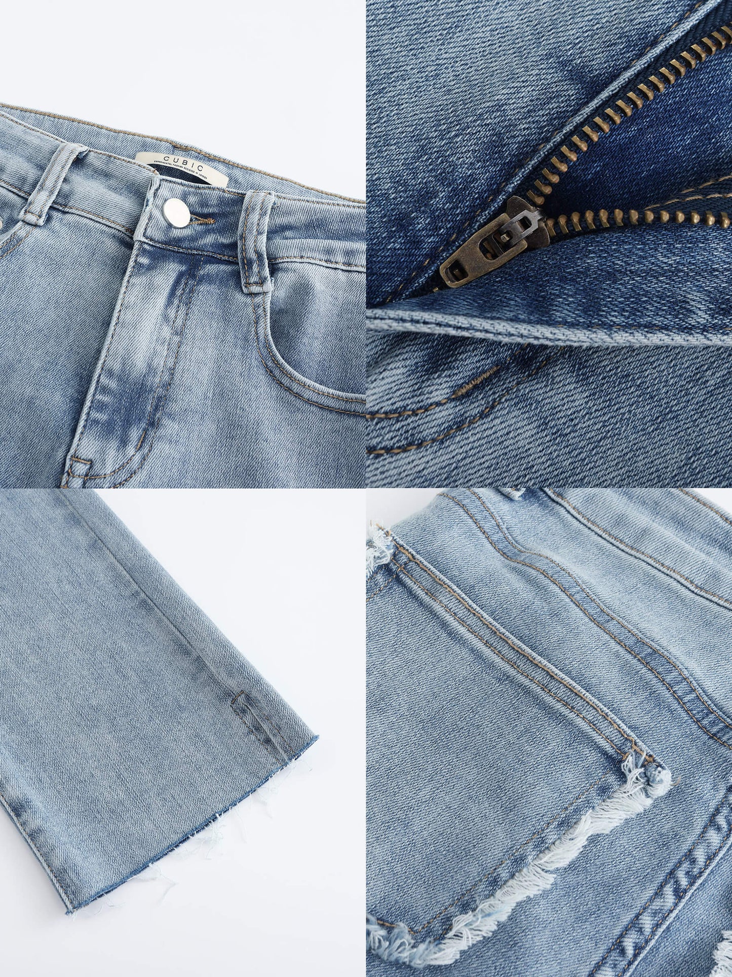 Side Slit Frayed Skinny Fit Jeans