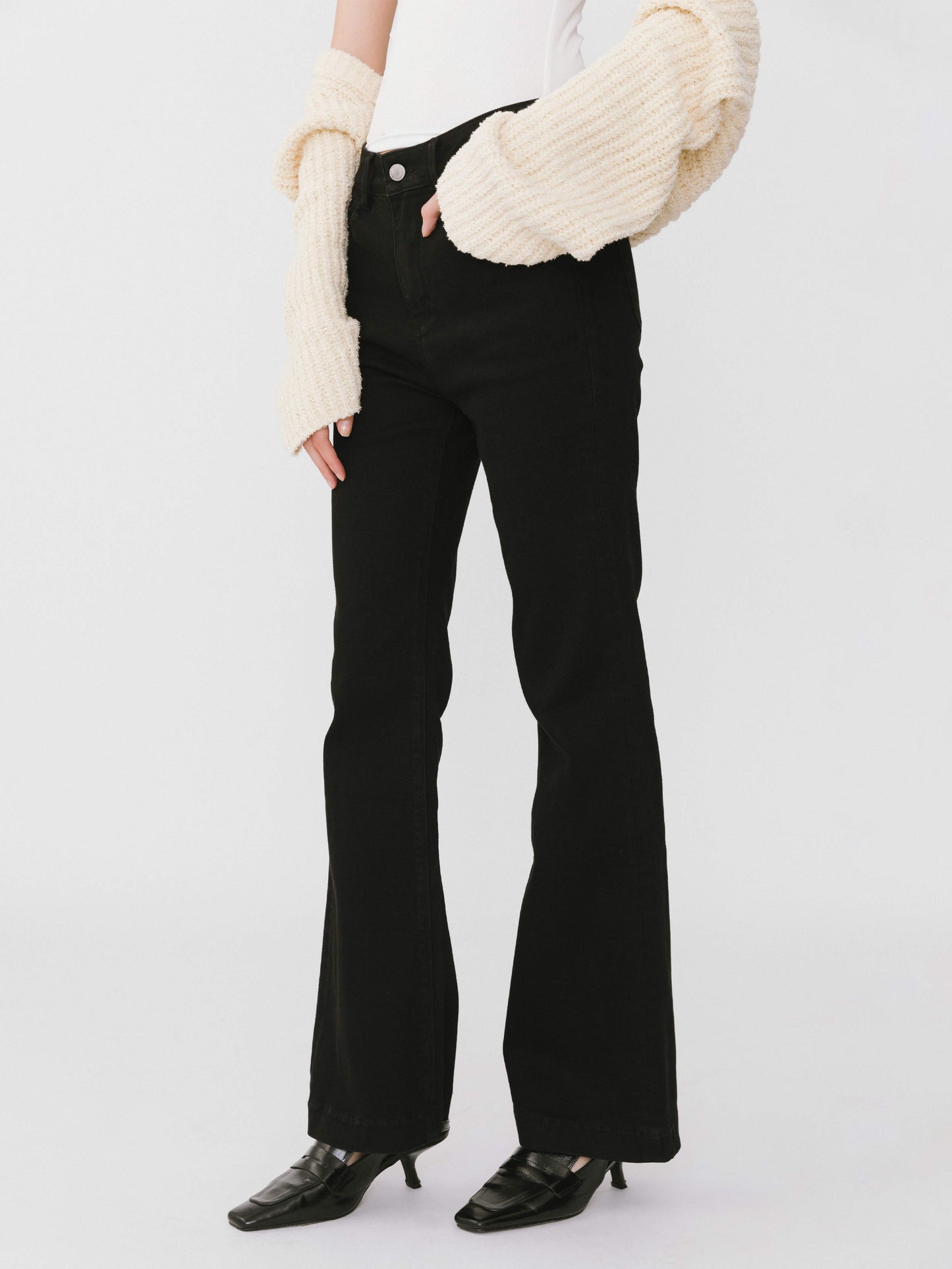 High Waisted Skinny Flared Jeans