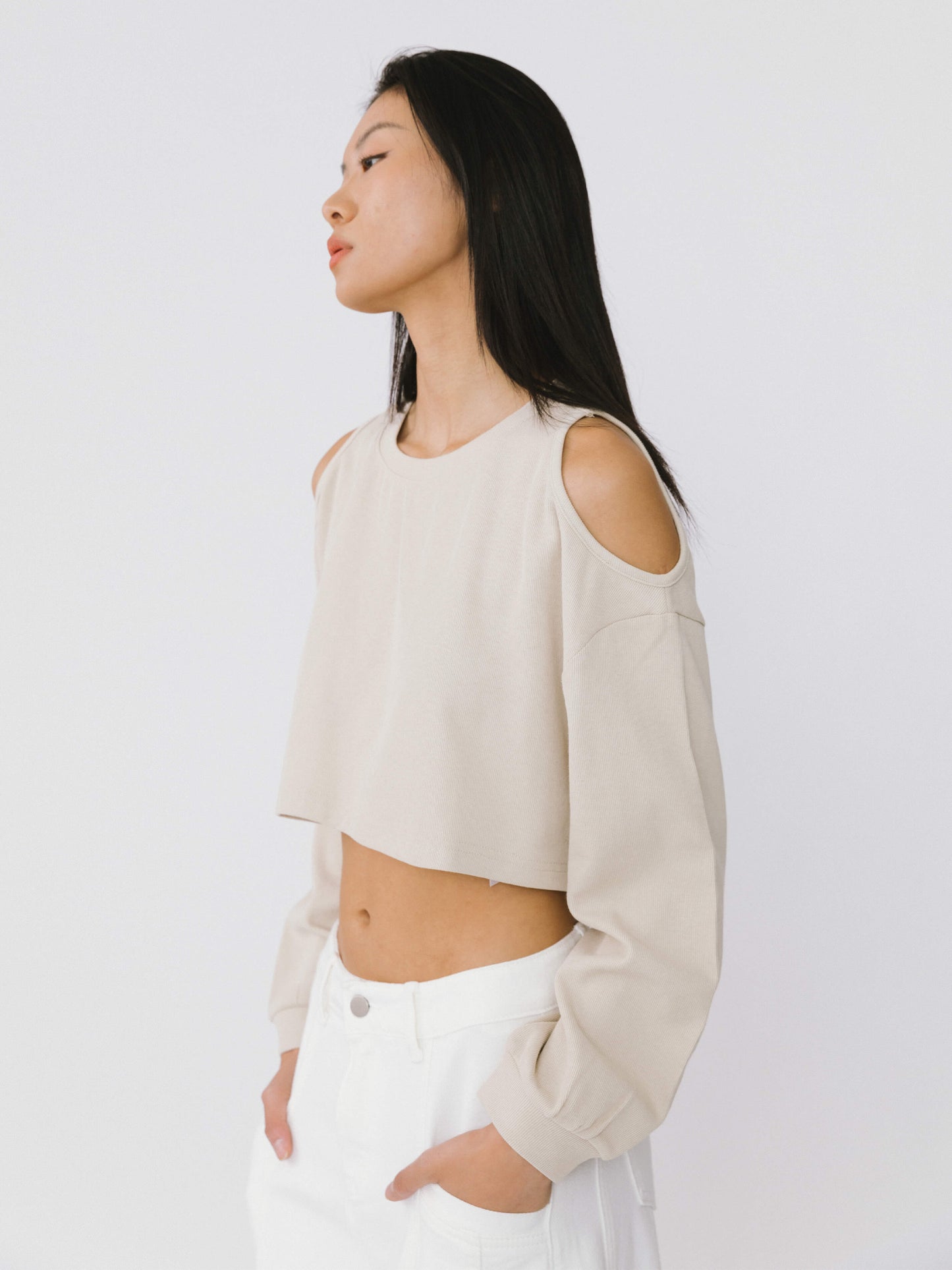 Shoulder Cut Out Crop Top