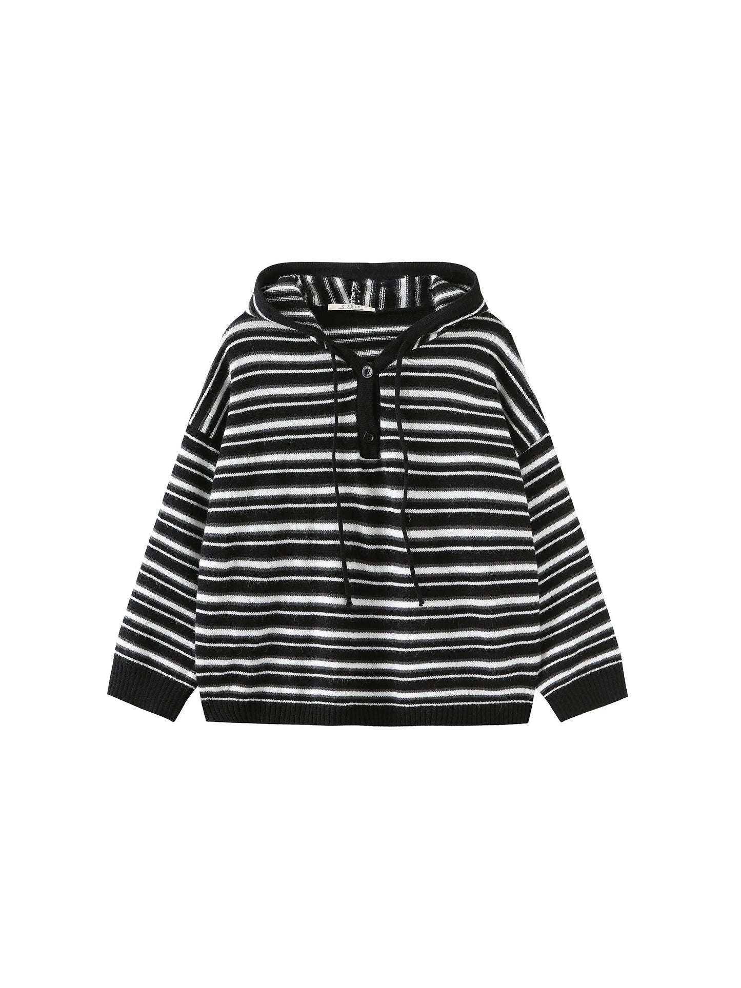 Striped Hood Knit Cardigan