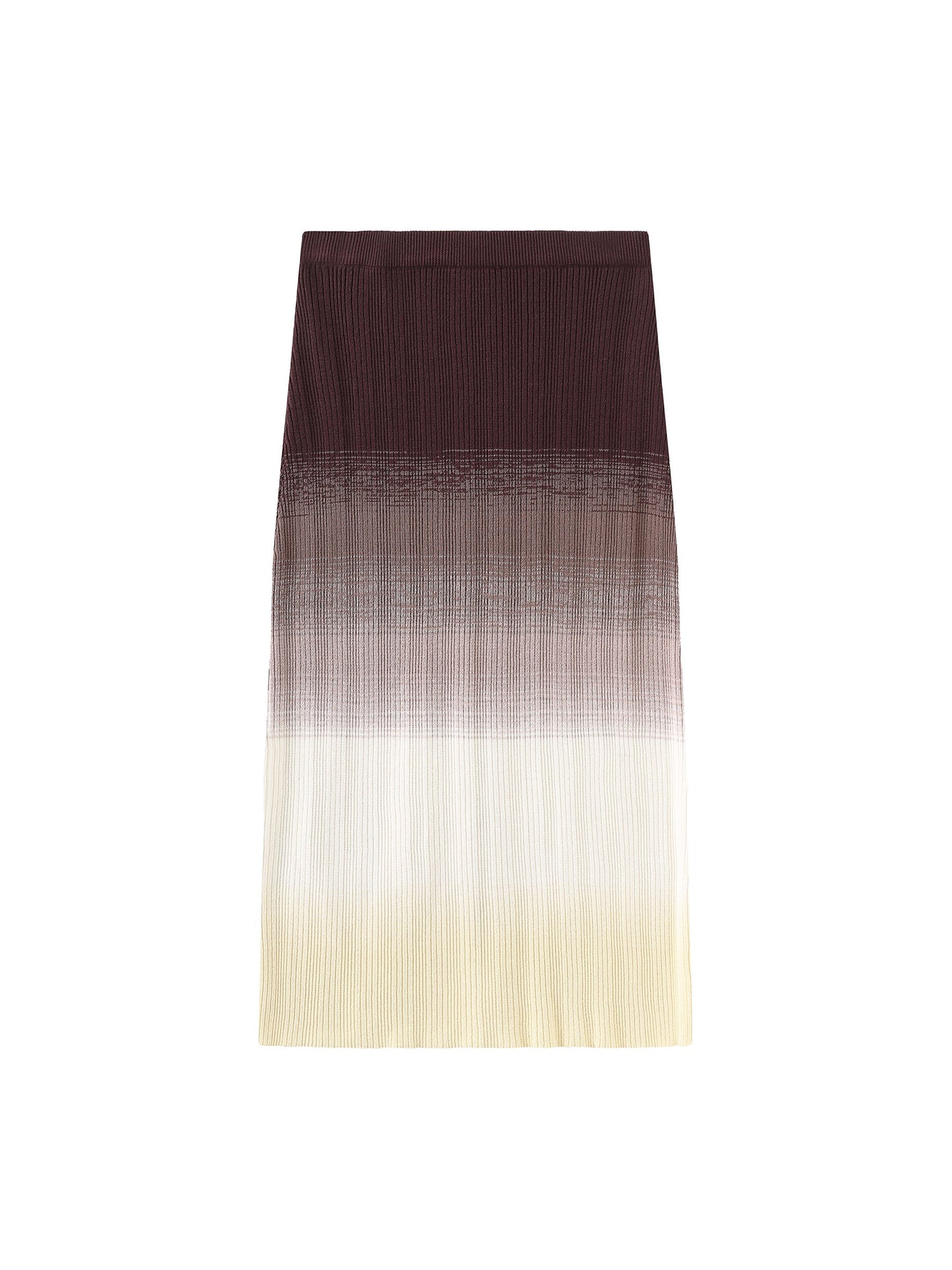Gradient Buttoned Knit Midi Skirt